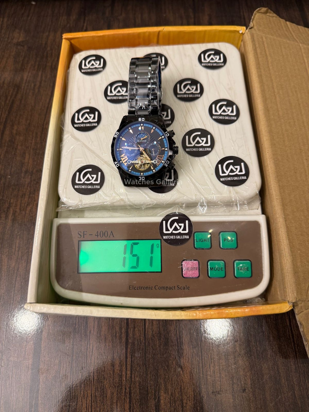 Glenaw GL8919B Moonphase Flywheel Automatic Watch – Black Blue Dial | Luxury Automatic Wristwatch for Men | Glenaw Watches in Pakistan