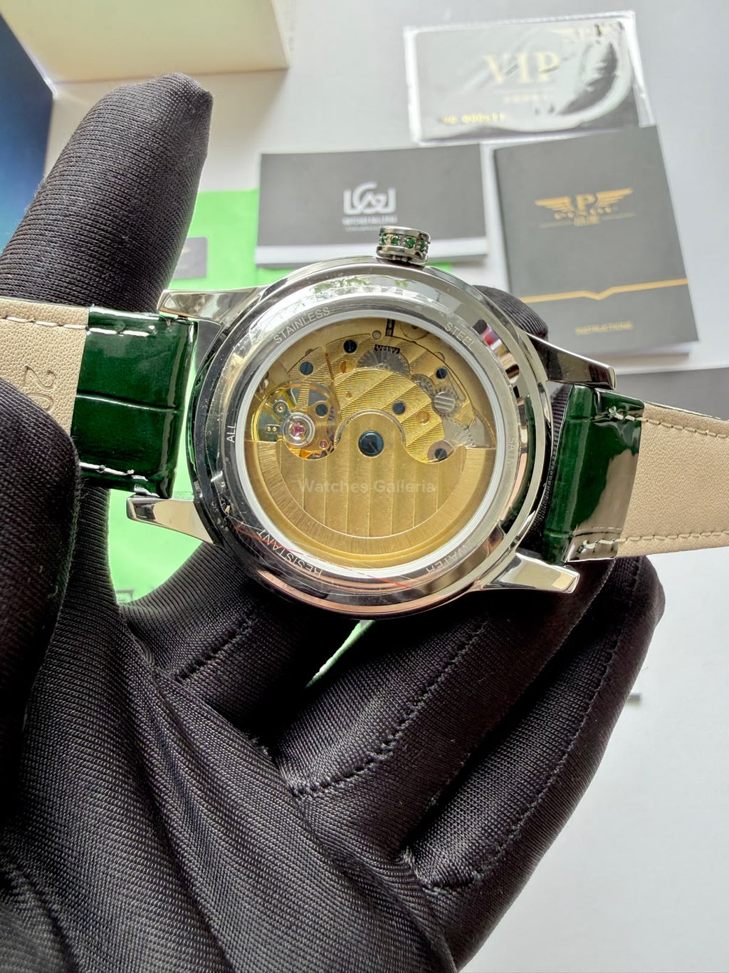 Pindu 5037 Green Diamonds Hand Encrusted Diamond Automatic Tourbillon Watch for Men | Luxury Mechanical Watch | 43mm Stainless Steel Case