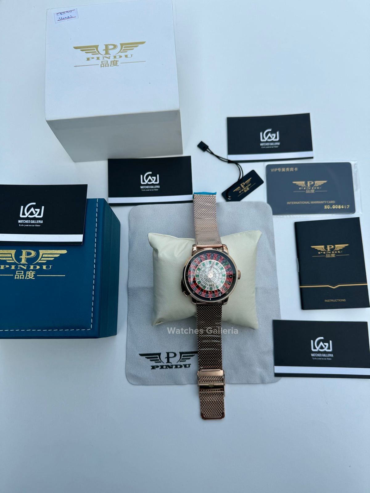 Pindu Design Casino Roulette Button Edition Automatic (Baguette Cut Diamonds) P6628 Watches Galleria