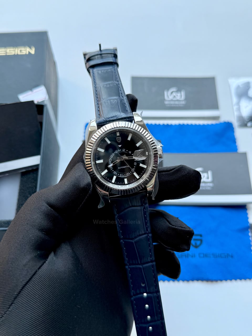 Pagani Design PD1888 Sky Dweller Blue Leather Automatic GMT Watch for Men Sapphire Crystal Original Pagani Design Watch Pakistan