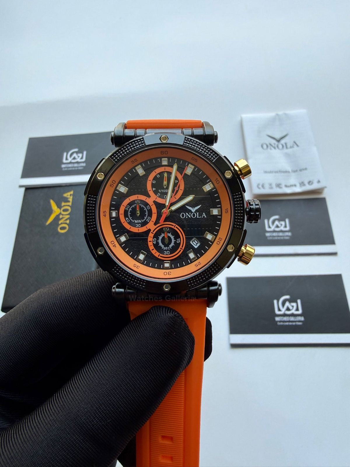 Onola 6859 Sports Chronograph Quartz (Orange) – Premium Racing Inspired Design | Original Onola Watch in Pakistan