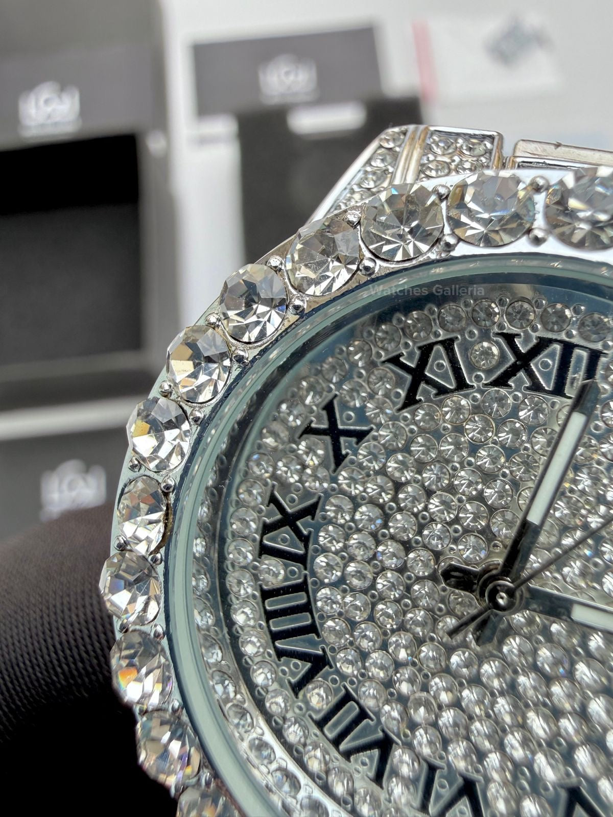 Miss fox 3035 Iced Out Royal Oak Ladies Watch Quartz (Silver)