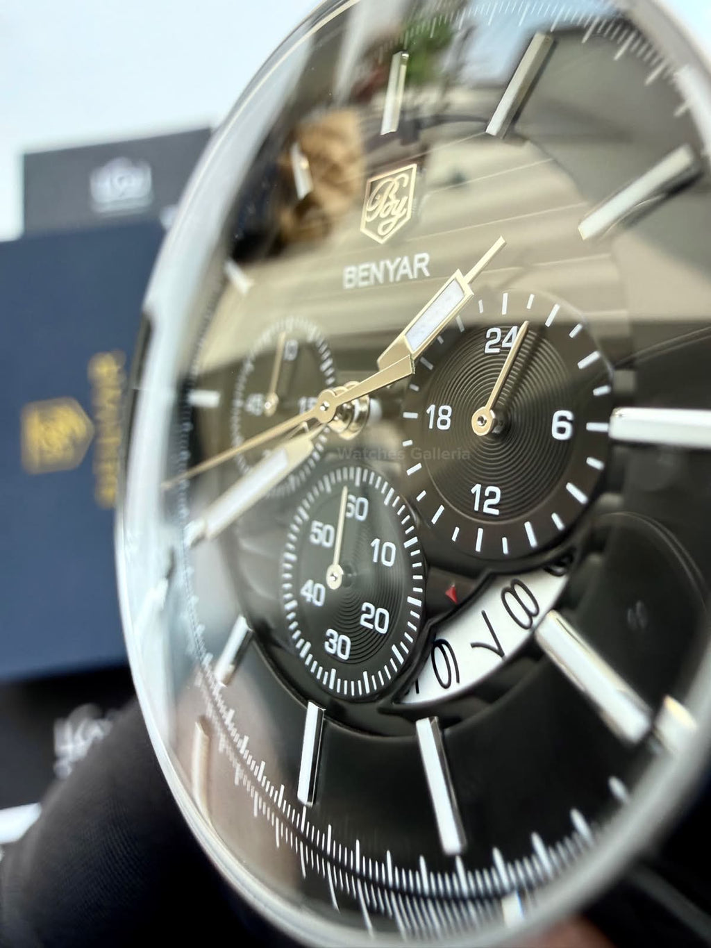 Benyar BY5104LE Classic Calendar Limited Edition Brown Black Chronograph Men’s Watch | Leather Strap | Quartz Movement | 30M Water Resistant