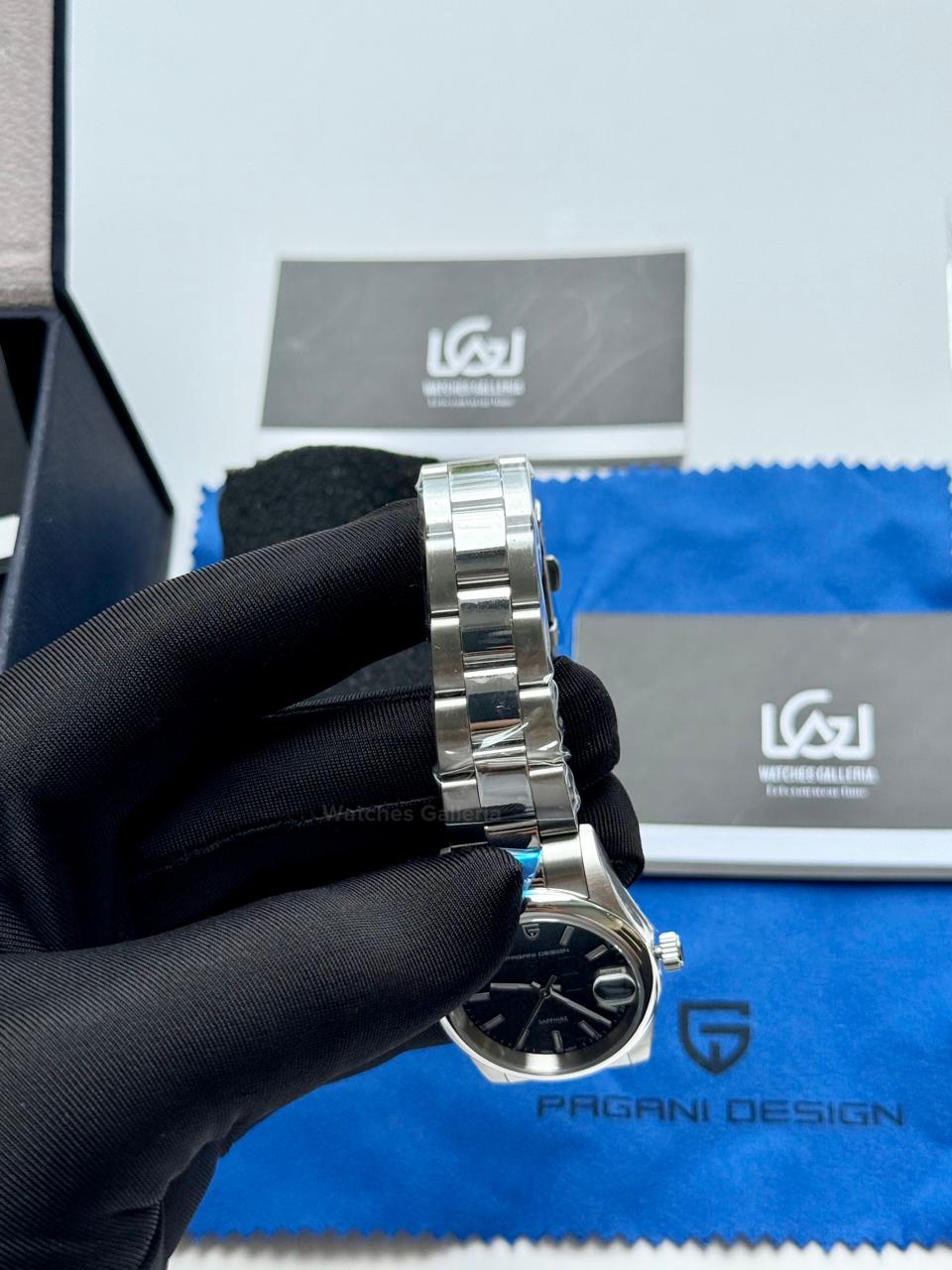 Pagani Design PD1794L Ladies Oyster Perpetual Date Black Dial Watch in Pakistan – 31mm Elegant Stainless Steel Quartz Luxury Watch