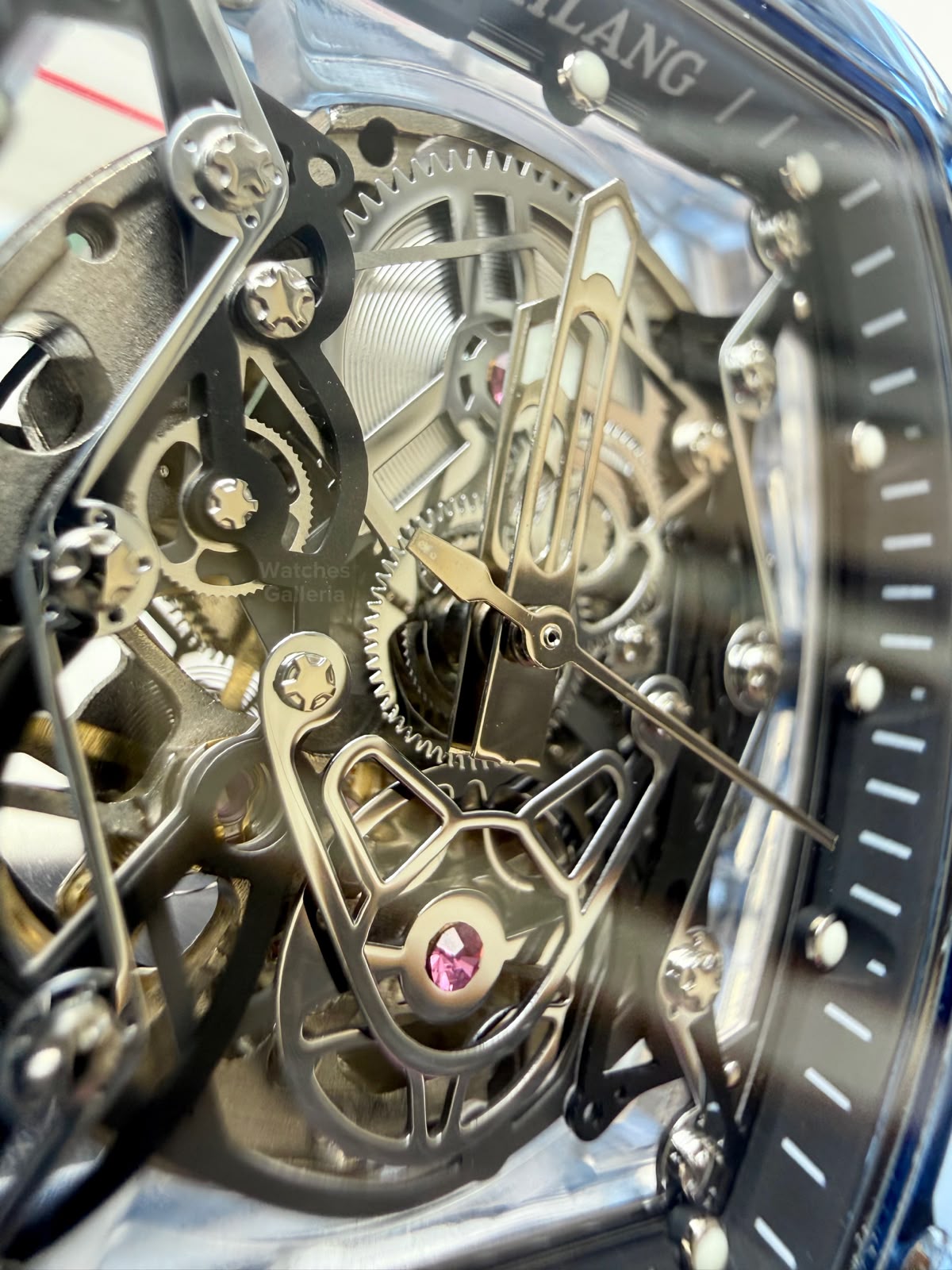 Ailang 8109 Skeleton Watch for Men White Blue Automatic Mechanical Watch Original Ailang Watch Pakistan