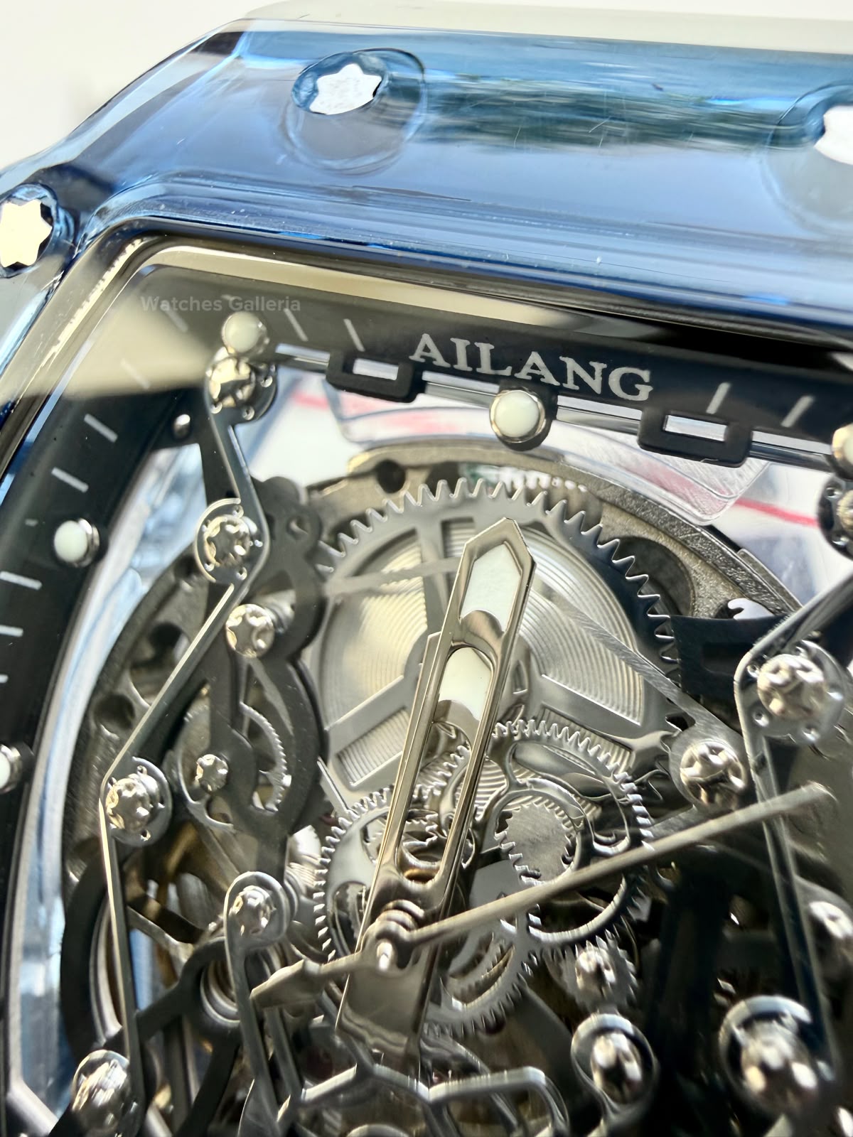Ailang 8109 Skeleton Watch for Men White Blue Automatic Mechanical Watch Original Ailang Watch Pakistan