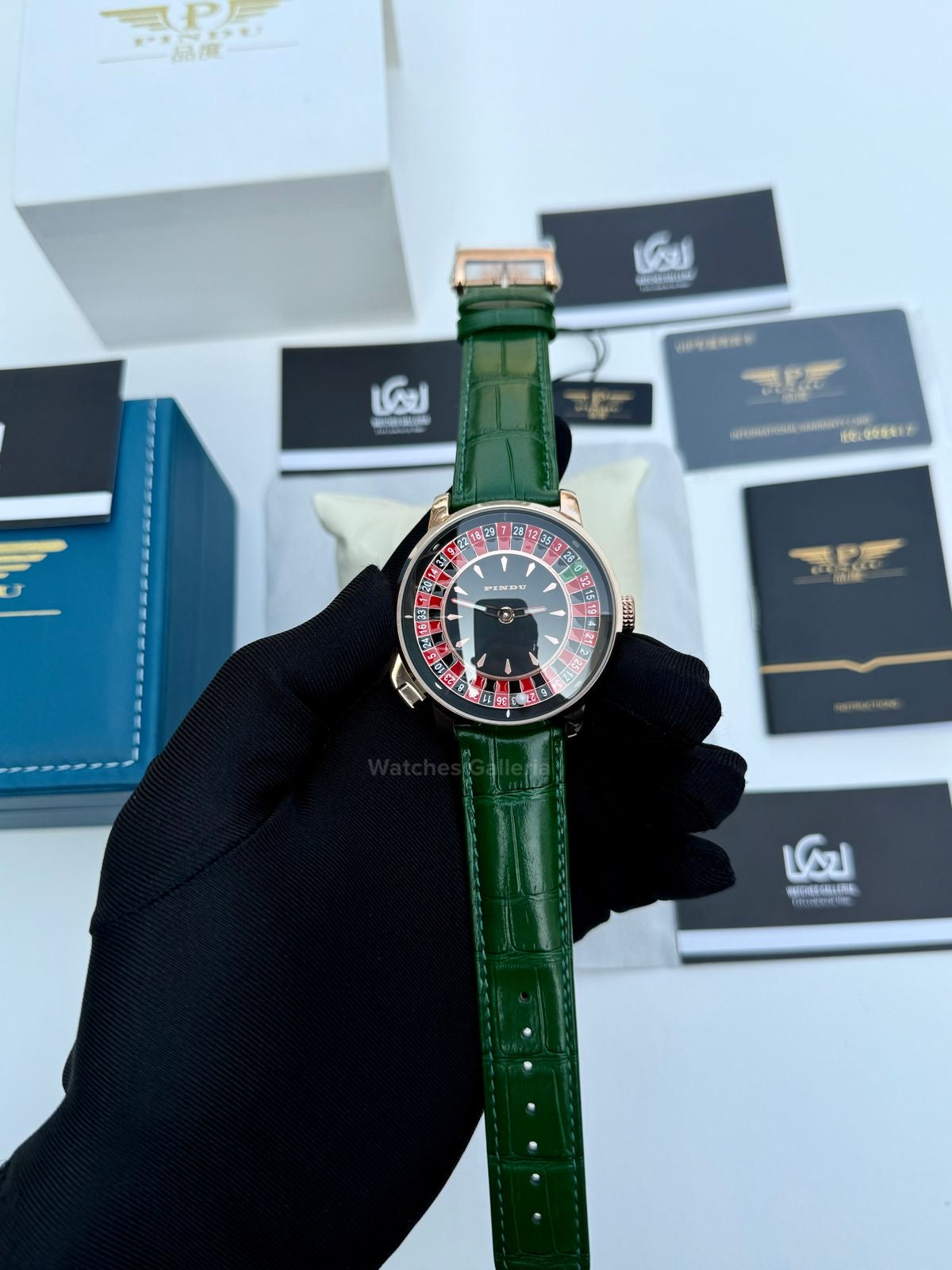 Pindu Design Casino Tourbillon Roulette Button Automatic (Green) P6628 Watches Galleria