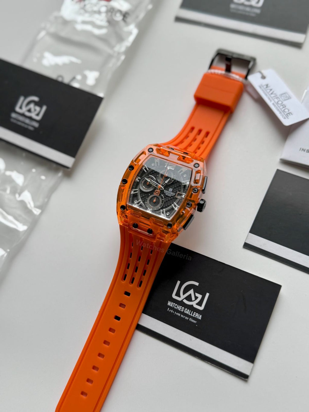 Naviforce NF7105 Tonneau Watch (Orange) Naviforce Watch in Pakistan
