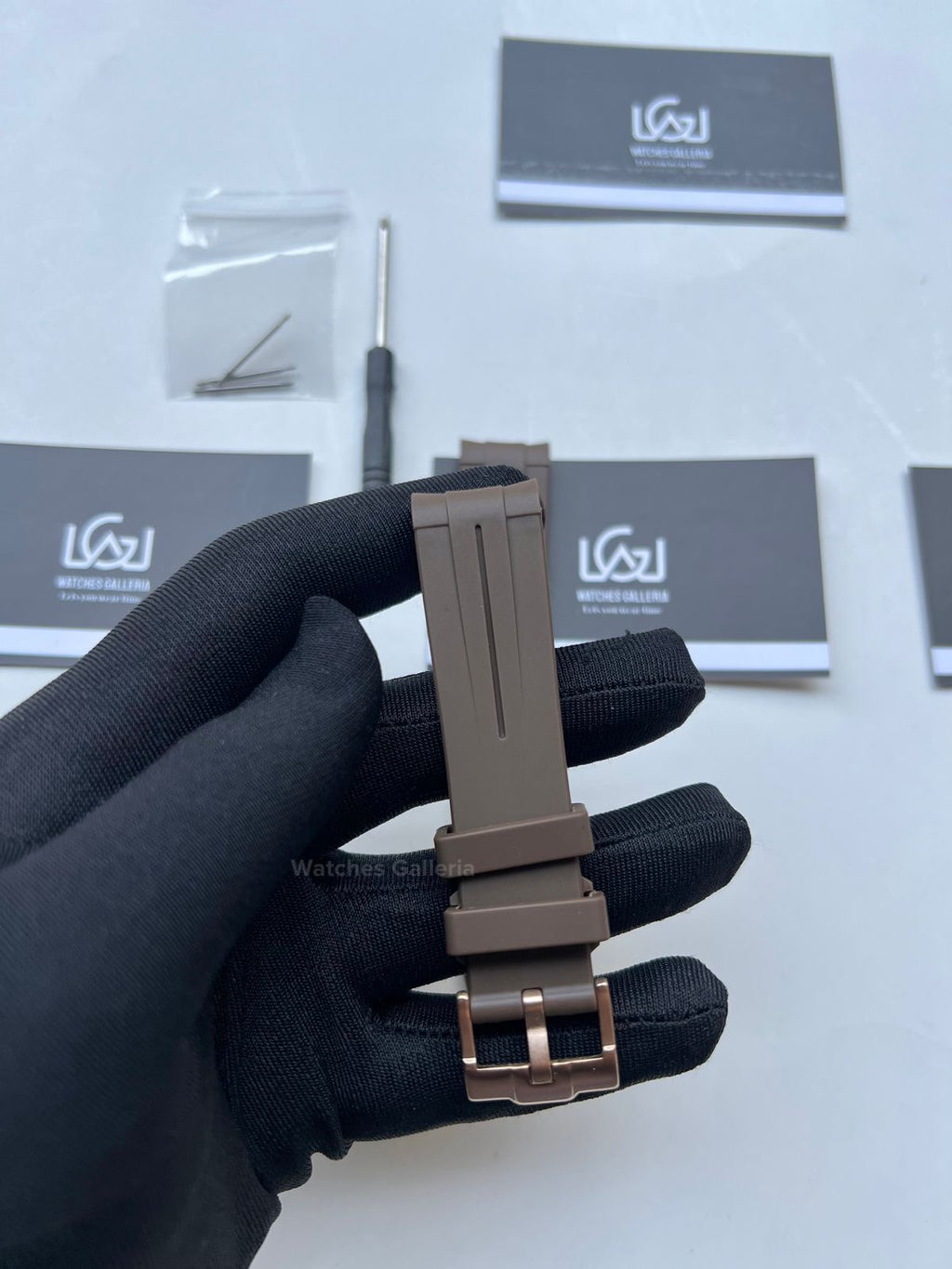 Rubber Straps Coffee w/ Rose Gold