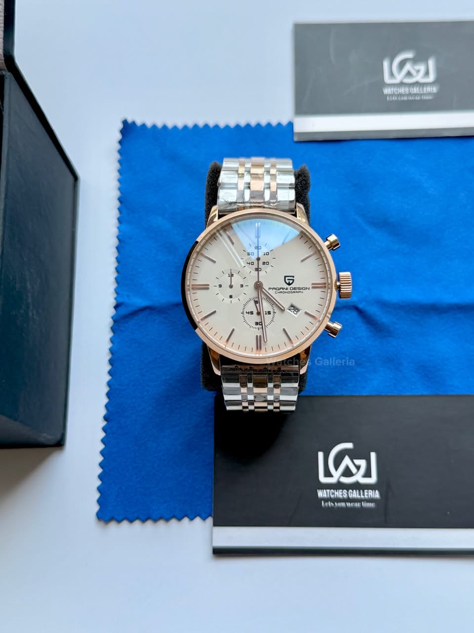 Pagani Design PD2720K Flight Chronograph Watch Limited Edition Rose Gold White Dial Men’s Luxury Watch | Japanese Seiko VK67 Mecha Quartz Chronograph Movement | Stainless Steel Bracelet | 50M Waterproof