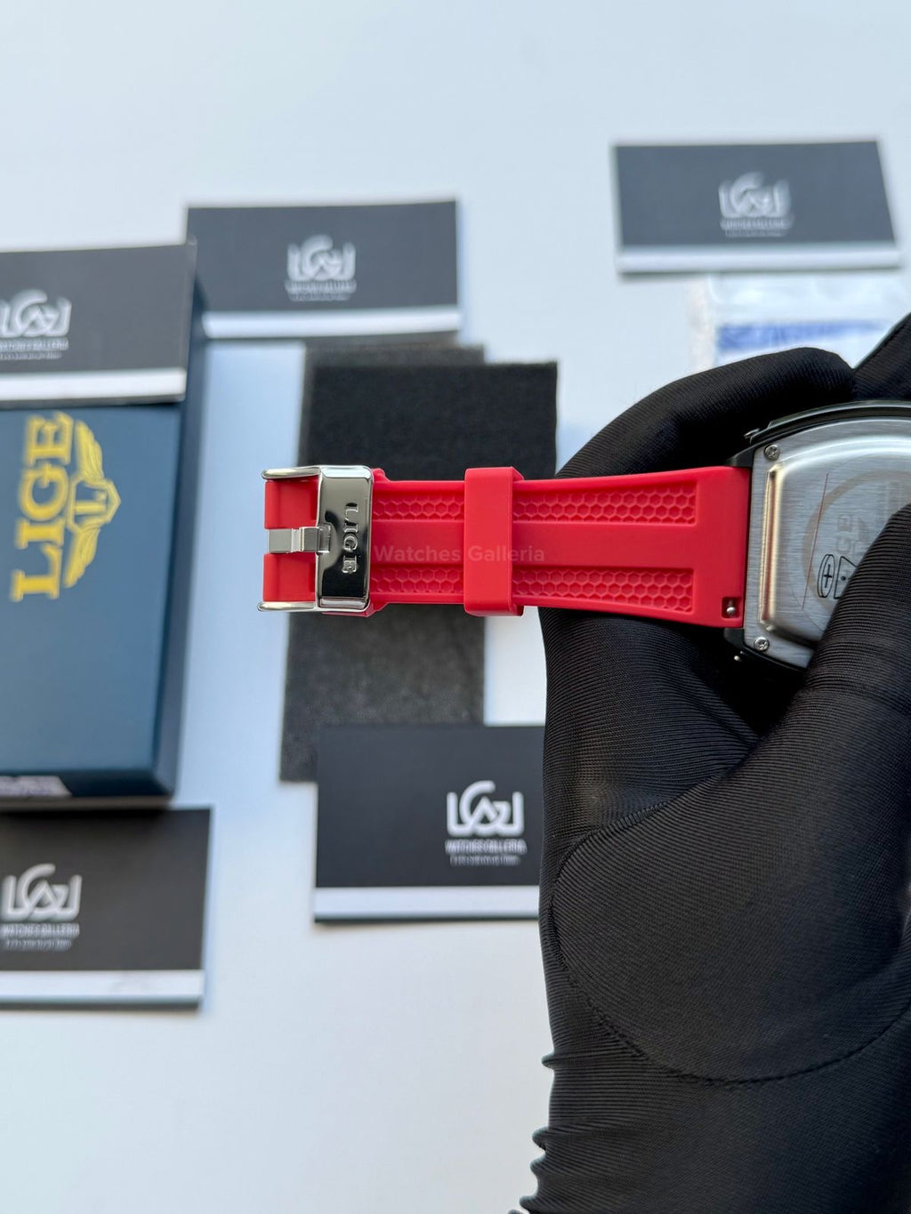 LIGE LG89148 Red Tonneau Chronograph Watch in Pakistan – Luxury Men’s Quartz Watch with Silicon Strap