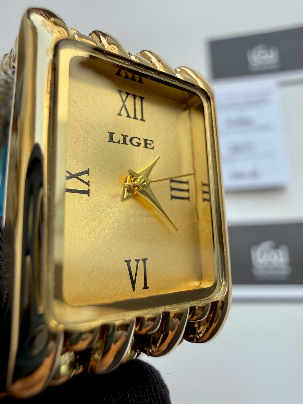 Lige 89156 Tank Women Watch Quartz (Gold) Lige Women Watch