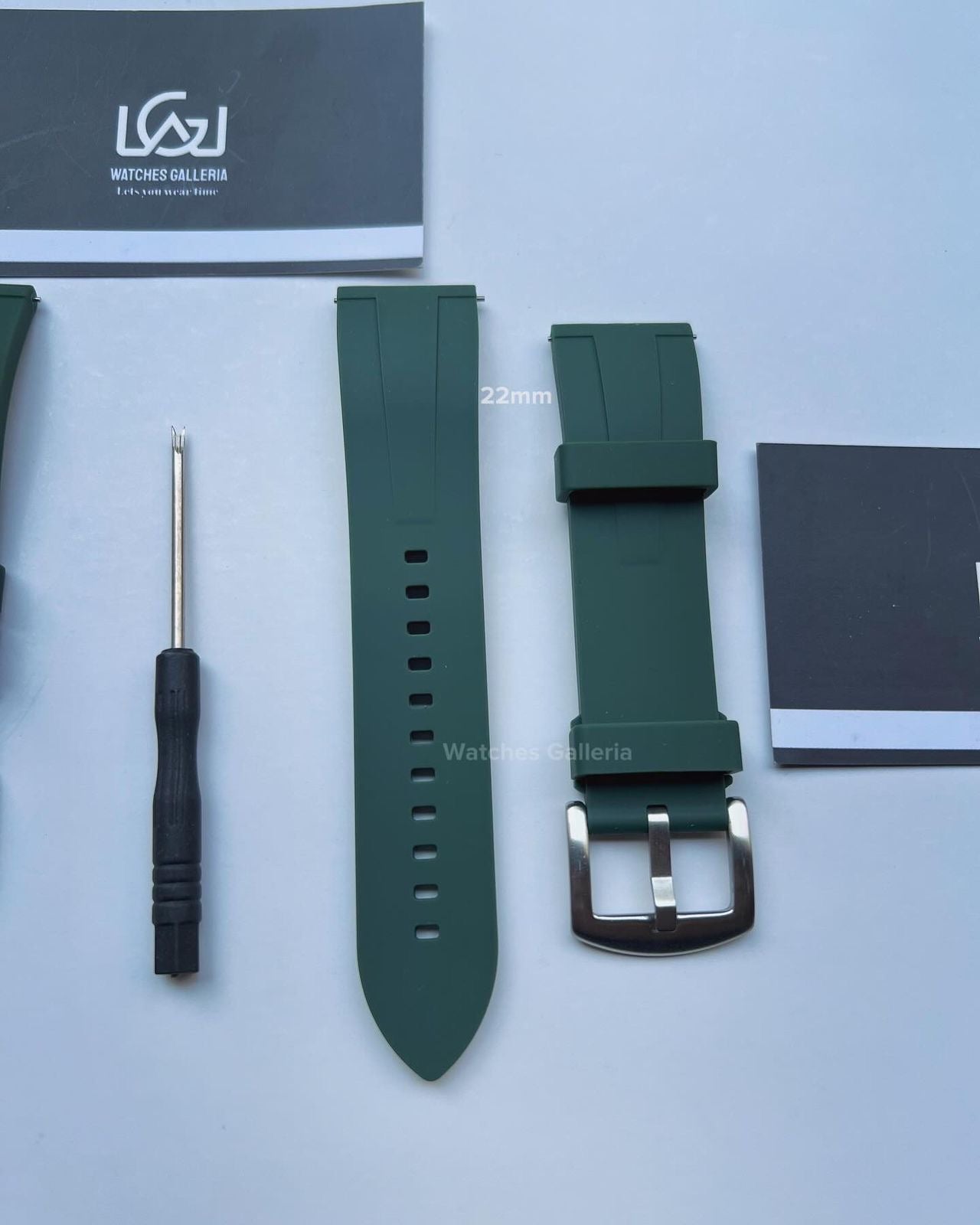 Rubber Straps Quick Release (Army Green Silver Buckle) 20mm or 22mm