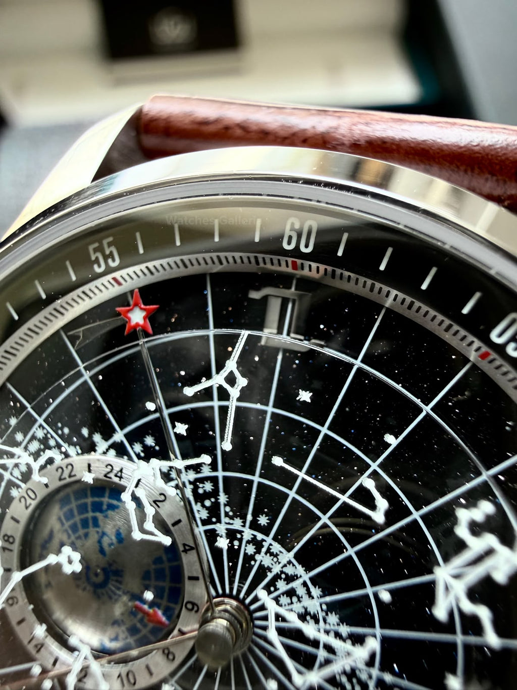 OBLVLO GC (Brown Silver Black) Grand Complications Celestial Automatic Watch Brown & Black Dial with Rose Gold Details, Moving Constellation & Earth Display – OBLVLOGC | Oblvlo