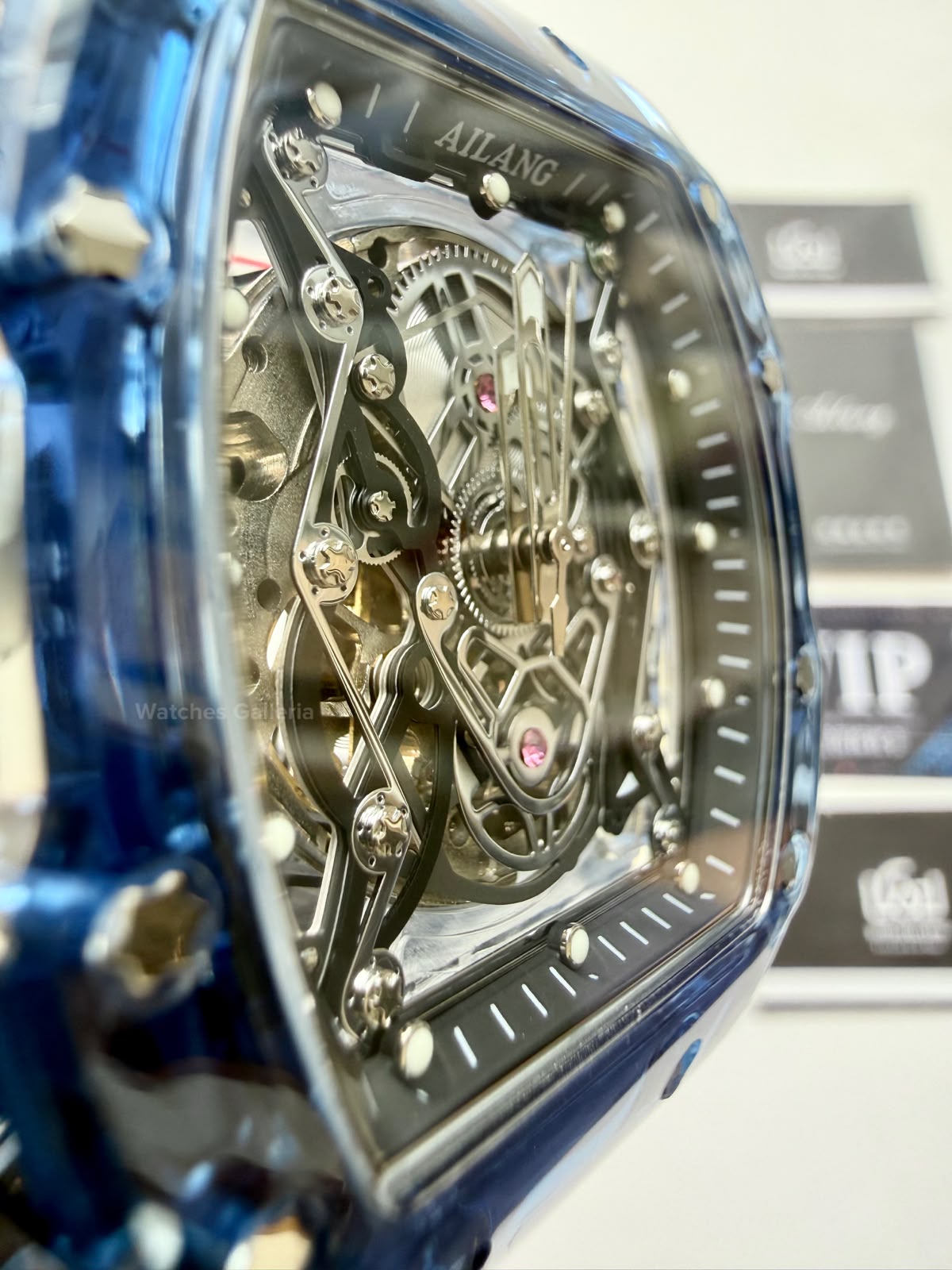 Ailang 8109 Skeleton Watch for Men White Blue Automatic Mechanical Watch Original Ailang Watch Pakistan