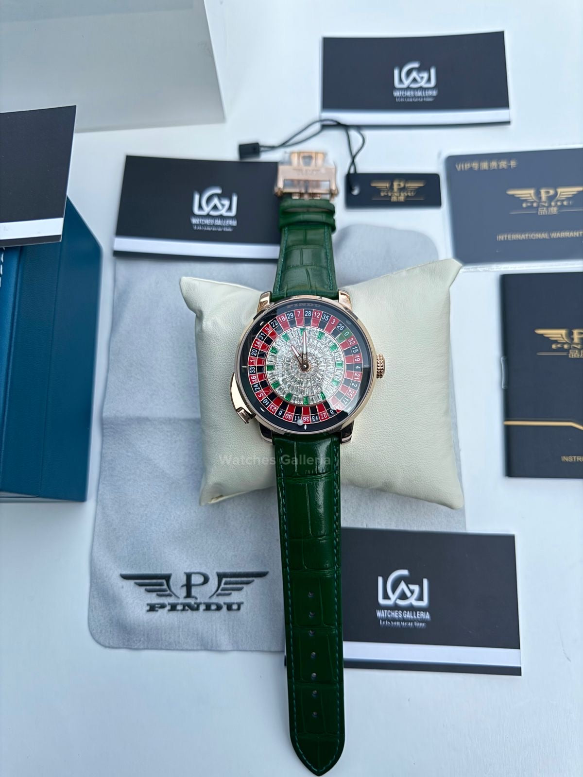 Pindu Design Casino Roulette Button Edition Automatic (Baguette Cut Diamonds) P6628 Watches Galleria