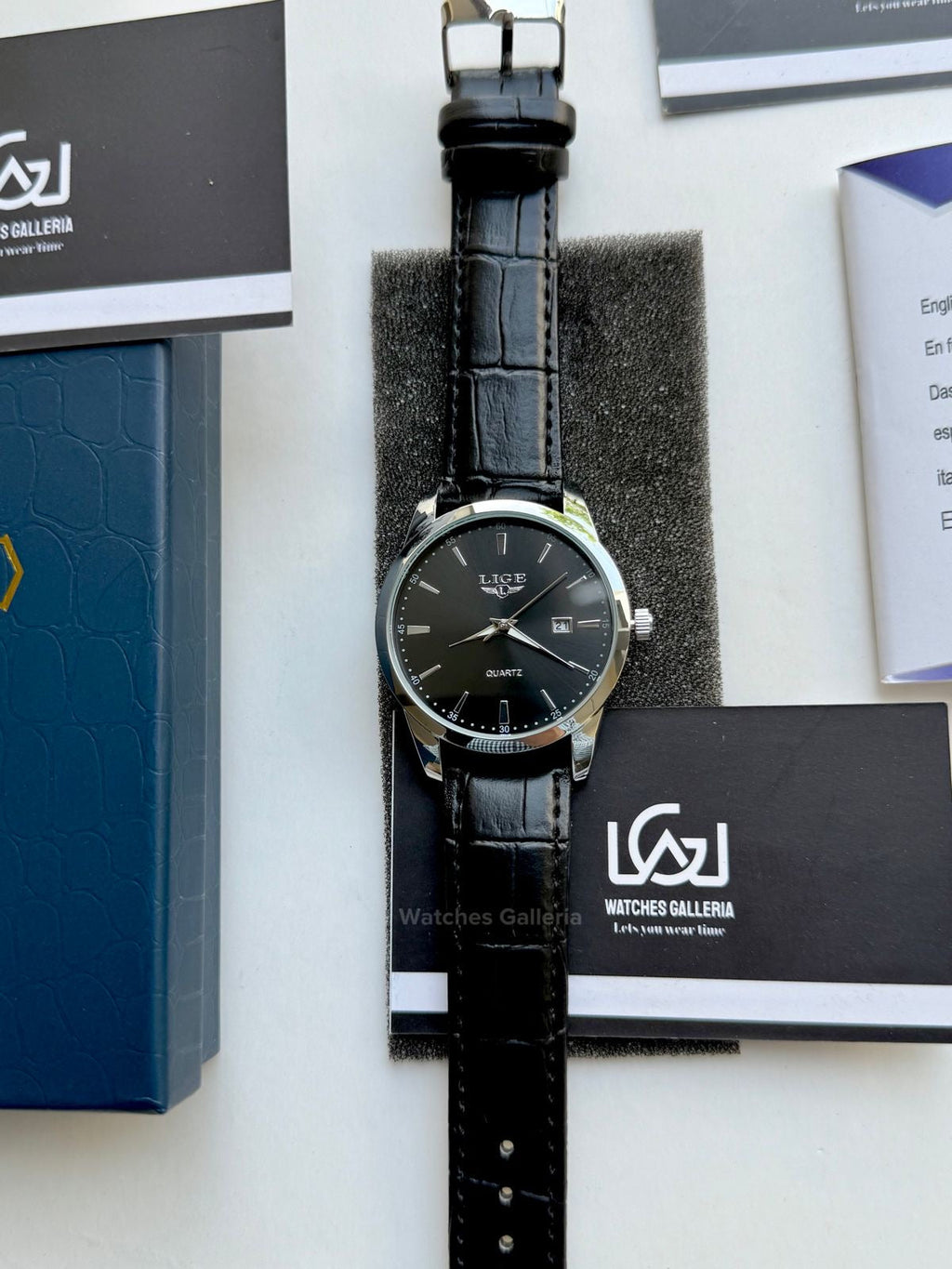 Lige Classic Dress Watch Quartz (Black) Lige89143 Watches Galleria