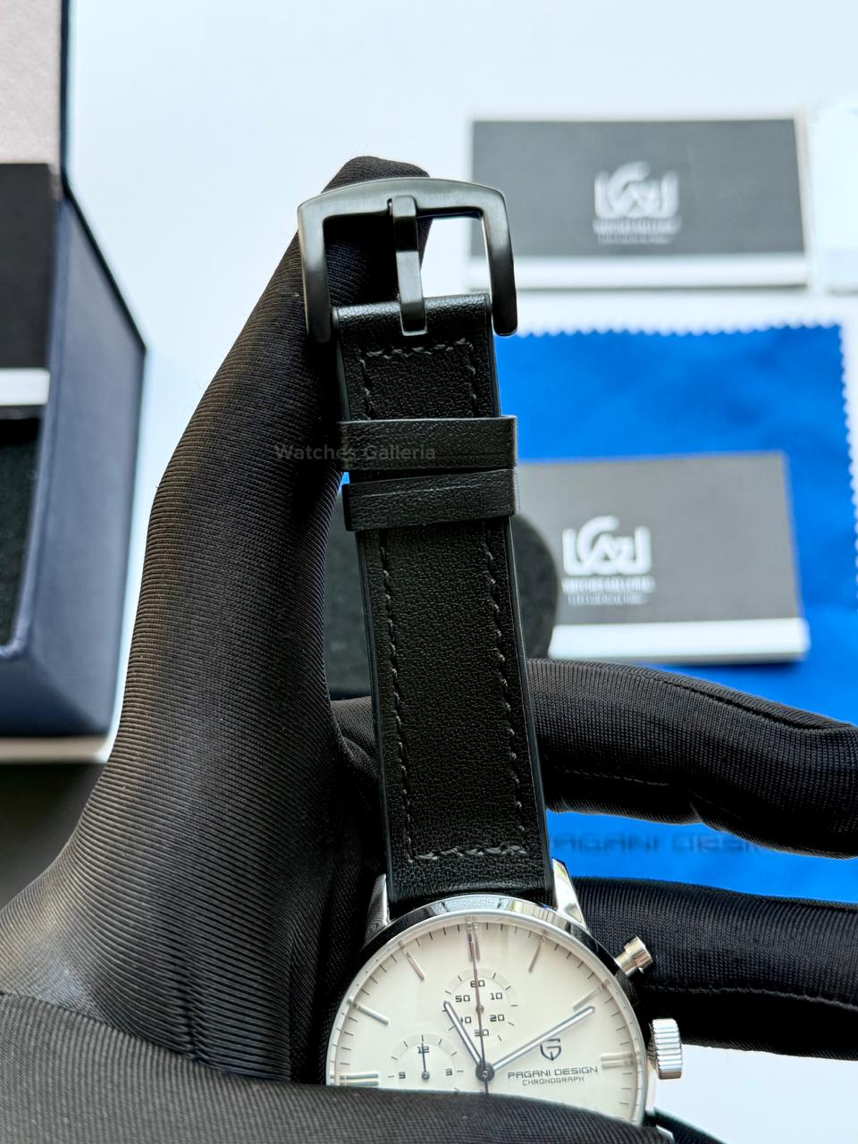 Pagani Design PD2720K Pilot Watch Silver SS | Flight Chronograph 46.5mm Seiko VK67 Mecha Quartz Leather Strap