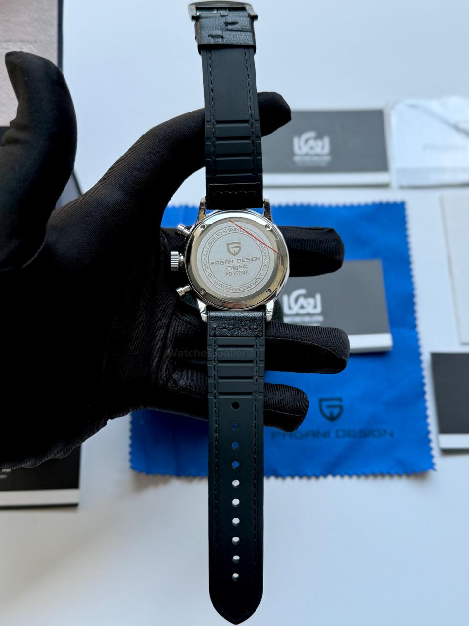Pagani Design PD2720K Pilot Watch Silver SS | Flight Chronograph 46.5mm Seiko VK67 Mecha Quartz Leather Strap