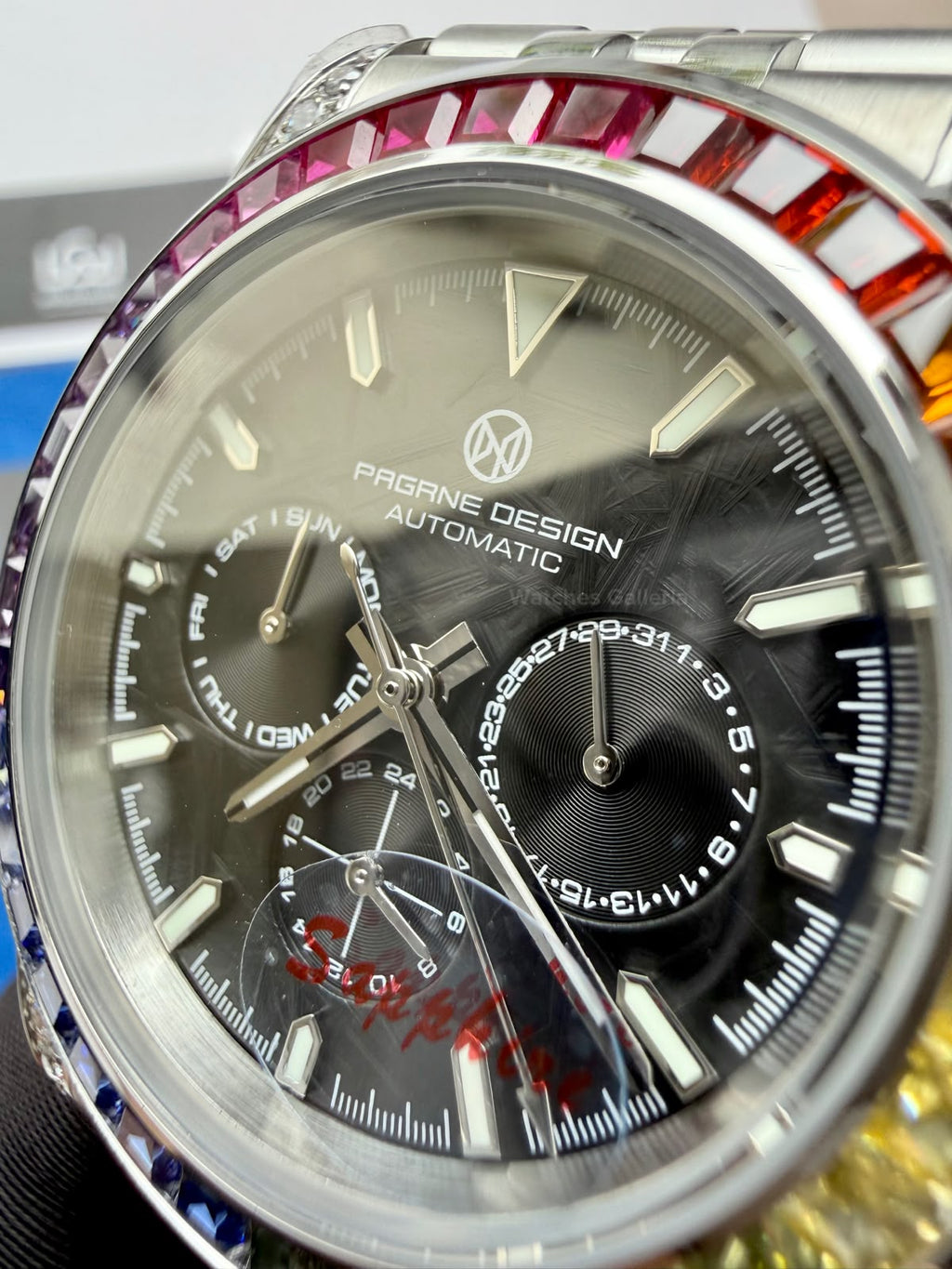 Pagani Design PG1666 Daytona Rainbow Limited Edition Black Automatic Chronograph Watch | 40mm Sapphire Crystal | HZ2196G Movement | 100M Water Resistant