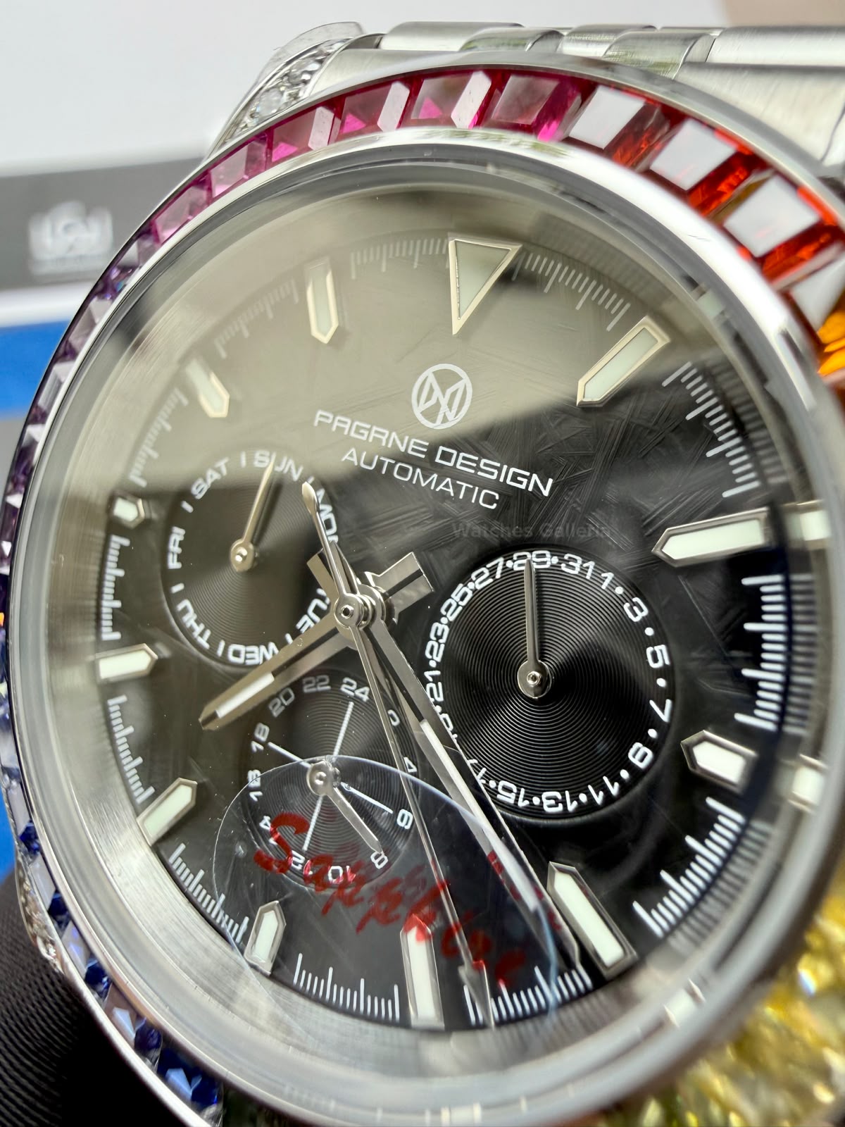 Pagani Design PG1666 Daytona Rainbow Limited Edition Black Automatic Chronograph Watch | 40mm Sapphire Crystal | HZ2196G Movement | 100M Water Resistant