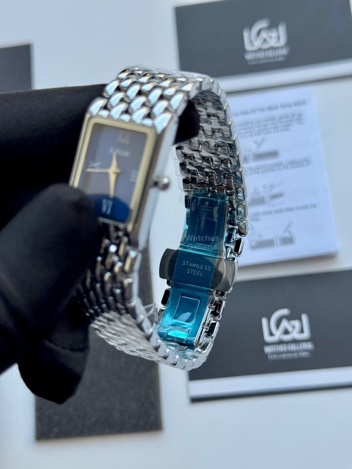 Lige 89156 Tank Women Watch Quartz (Silver/Blue) Lige Women Watch