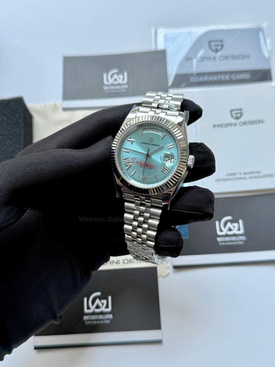 Pagani Design PD1783 Date Day Ice Blue Jubilee Edition Automatic Watch | Seiko NH36A | Sapphire Crystal | 100M Waterproof | Pakistan