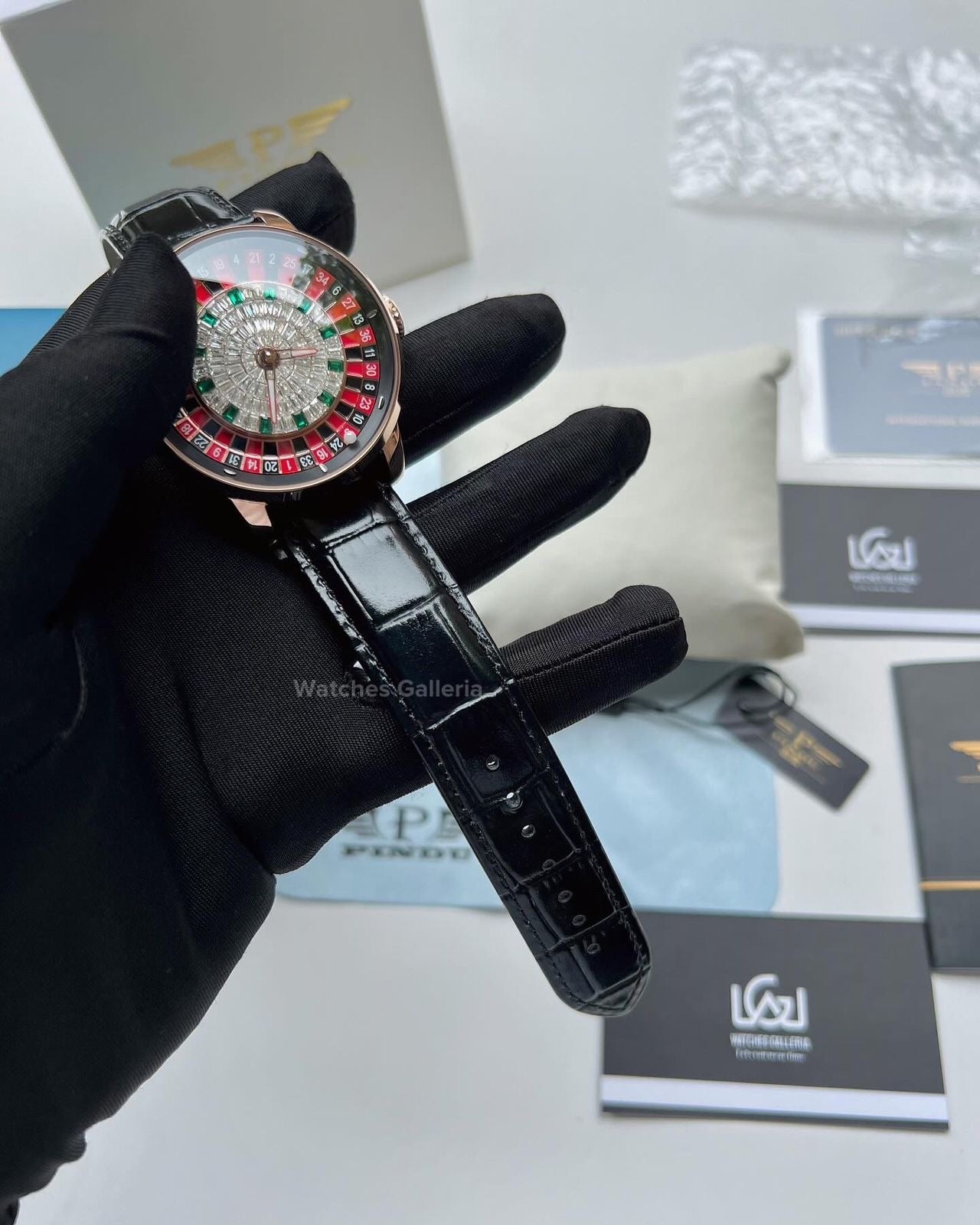 Pindu Design Casino Roulette Watch (Baguette Cut Diamonds Dial) P6617 Watches Galleria