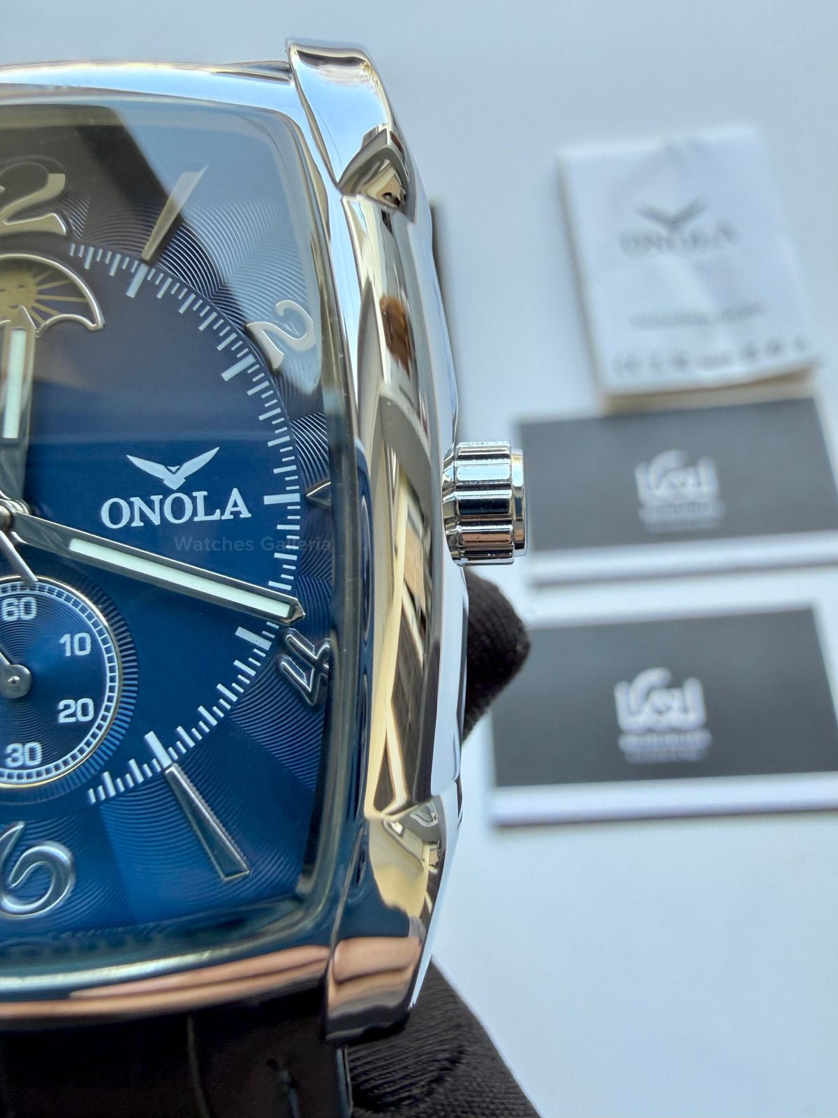 Onola 6848 Square Moonphase Open heart Automatic (Blue) Onola Watch in Pakistan