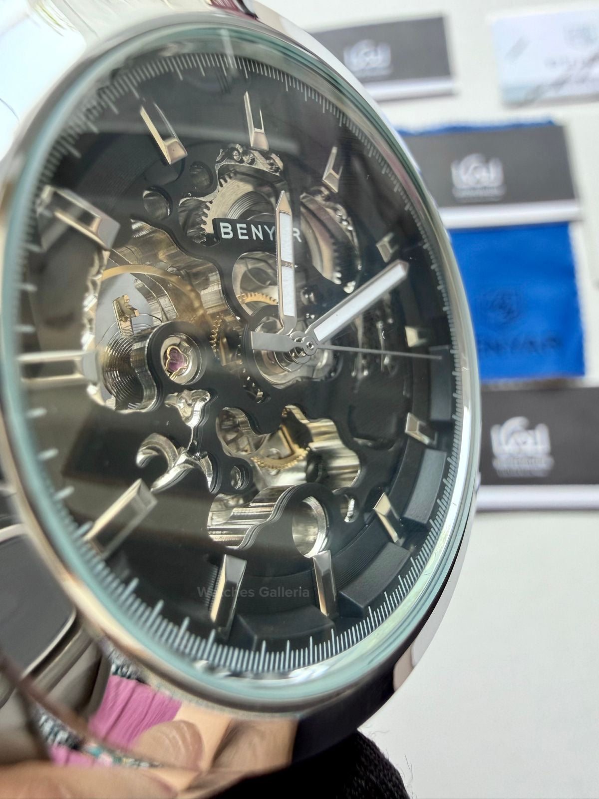 Benyar BY5121 Skeleton Automatic Watch (Silver Black) Benyar in Pakistan