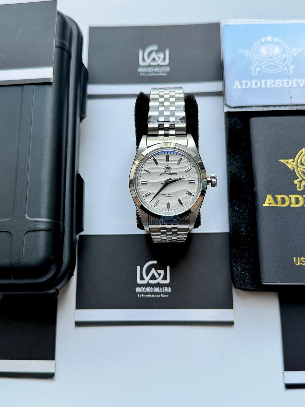 Addiesdive AD2030 Desert Jubilee White Unisex Watch – 36mm Classic Desert Dial, Japan VH31 Quartz Movement, Blue Anti-Glare Mineral Glass & Genuine Jubilee Strap