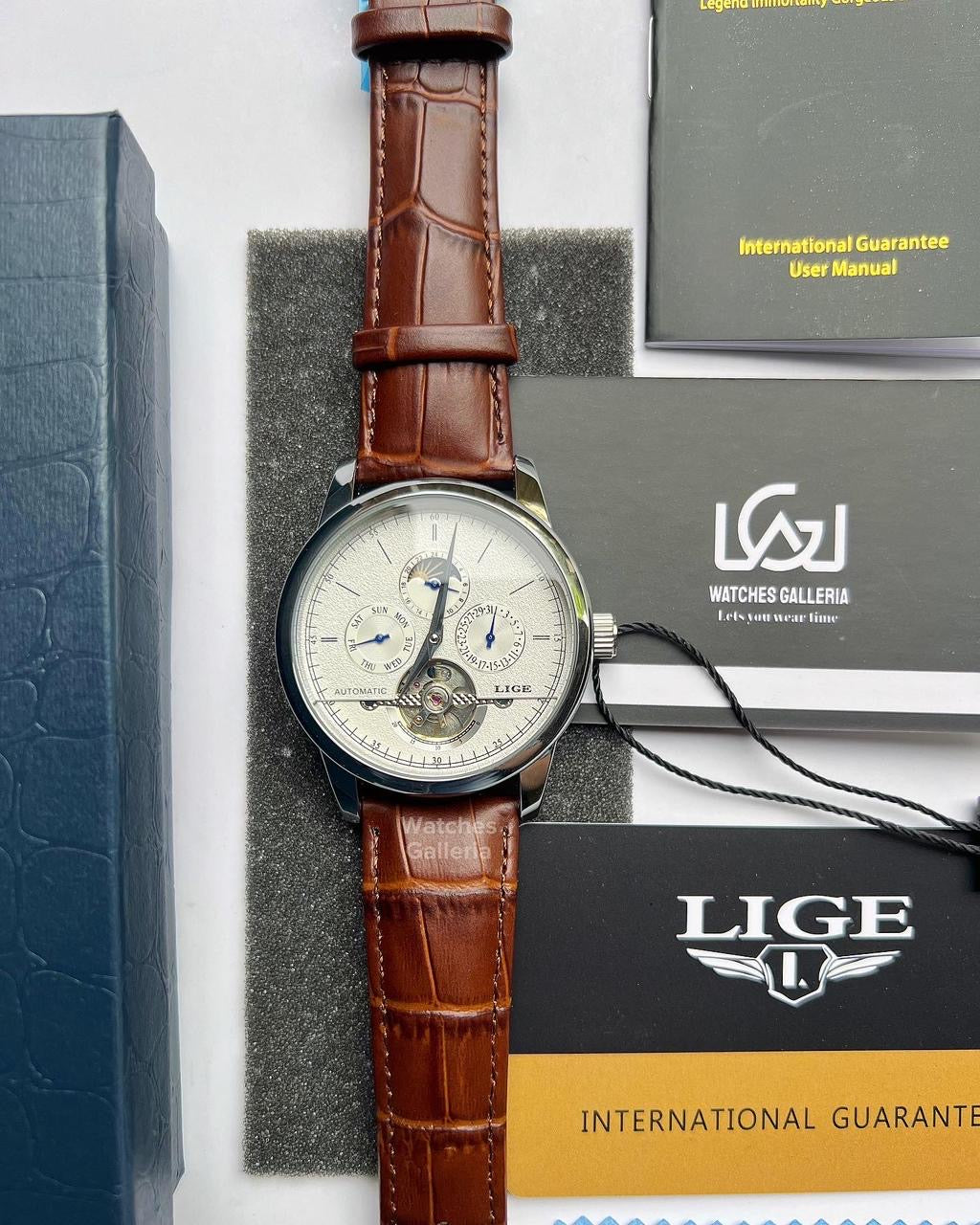 Lige Moonphase Automatic (Brown Silver) LIGE6828