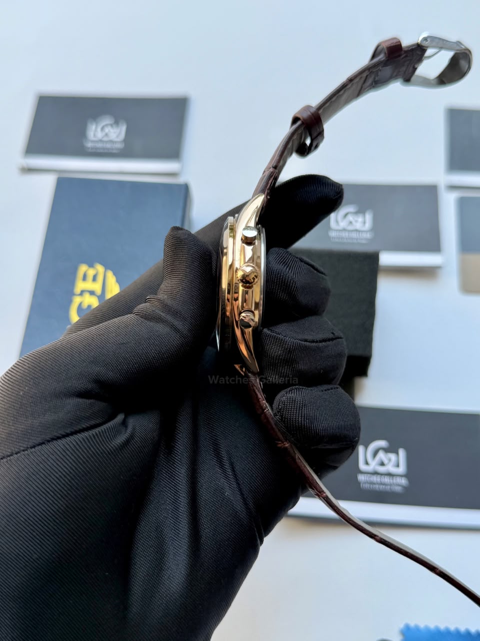 Lige 9852 Chronograph Watch for Men Brown Rose Gold Leather Strap Original Lige Watch in Pakistan