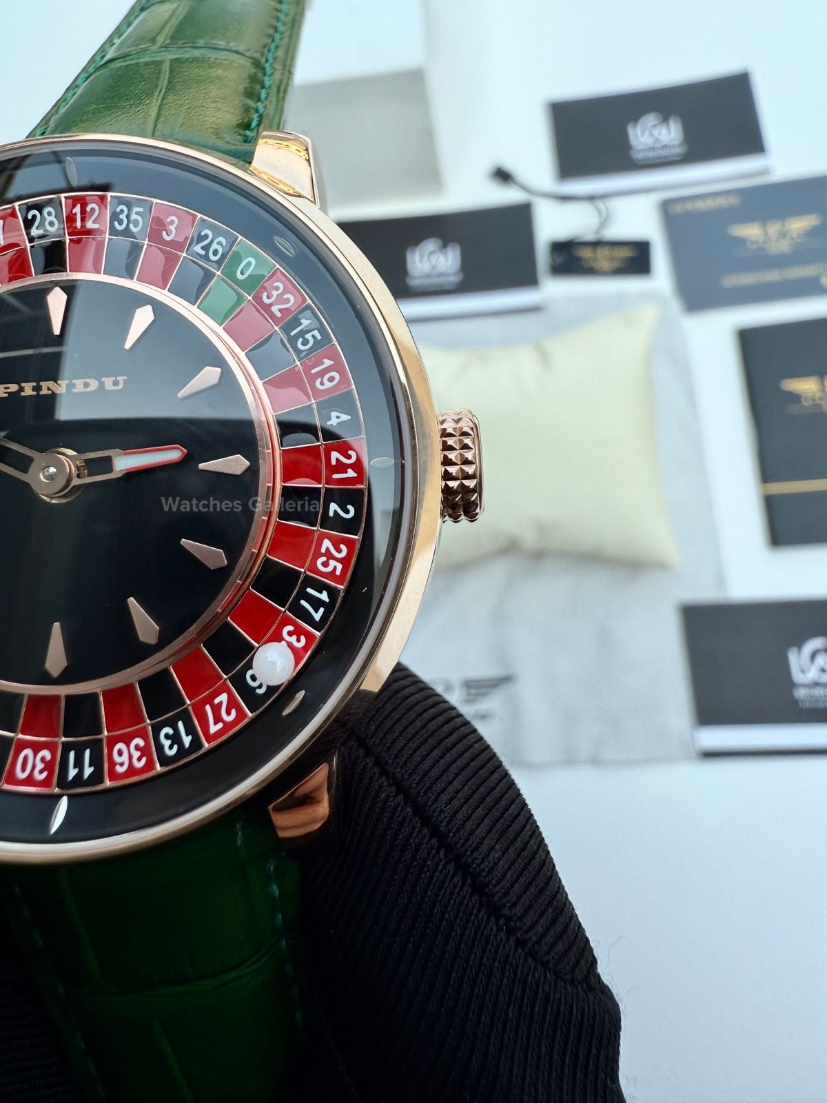 Pindu Design Casino Tourbillon Roulette Button Automatic (Green) P6628 Watches Galleria