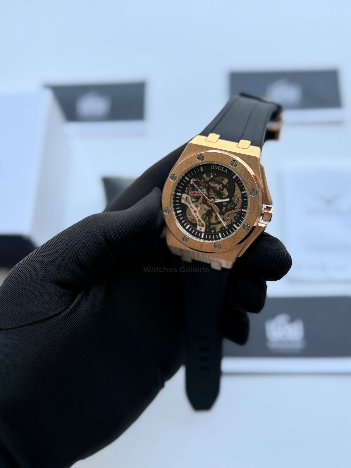 Onola 3834 Royal Oak Offshore Skeleton Gold Black 46mm Automatic – Premium Skeleton Design