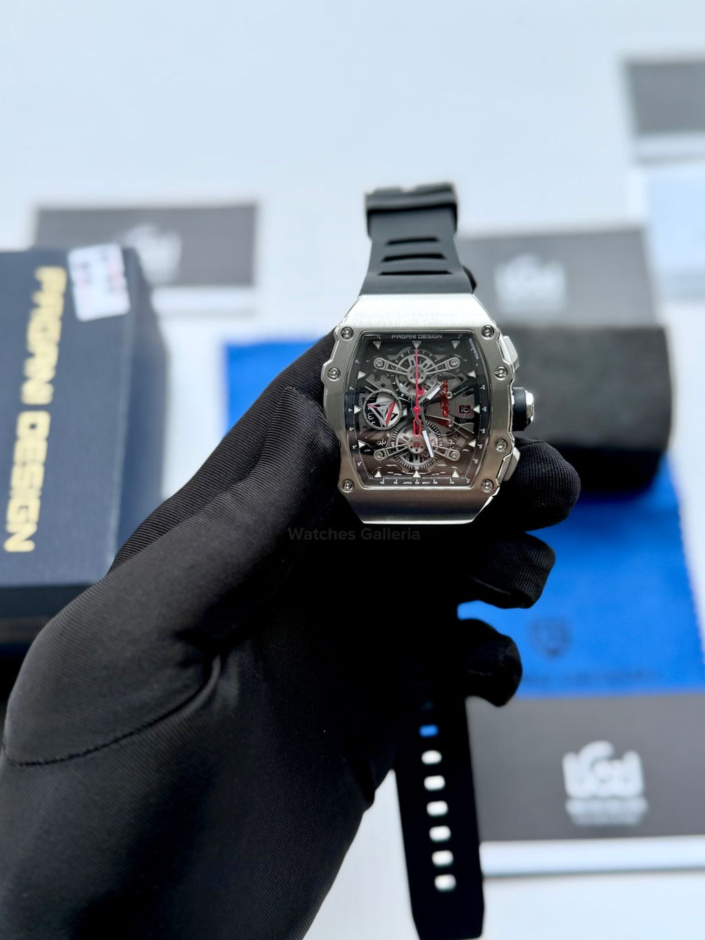 Pagani Design PDys011 Tonneau Chronograph Quartz Watch (Black/Black) - Sapphire Crystal | Japan Epson YM92 | 100% Original in Pakistan