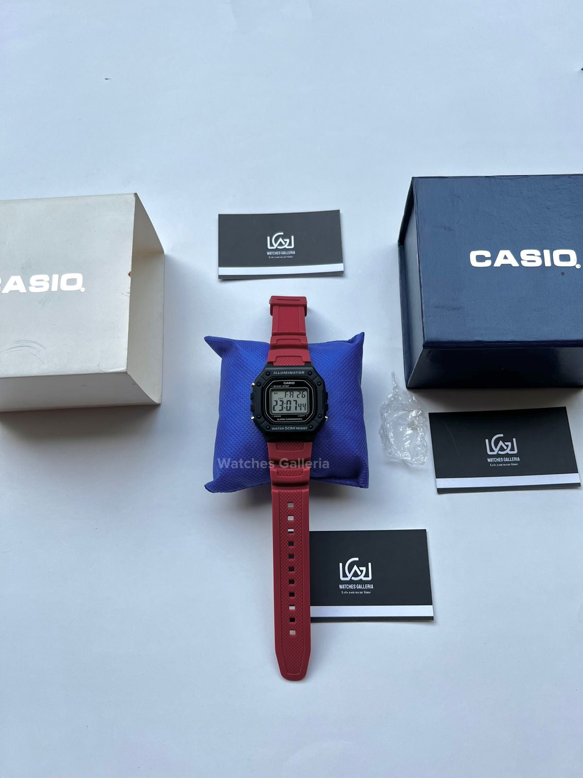 Casio Sports Digital Watch Red Exclusive (White Display) W218H Watches Galleria