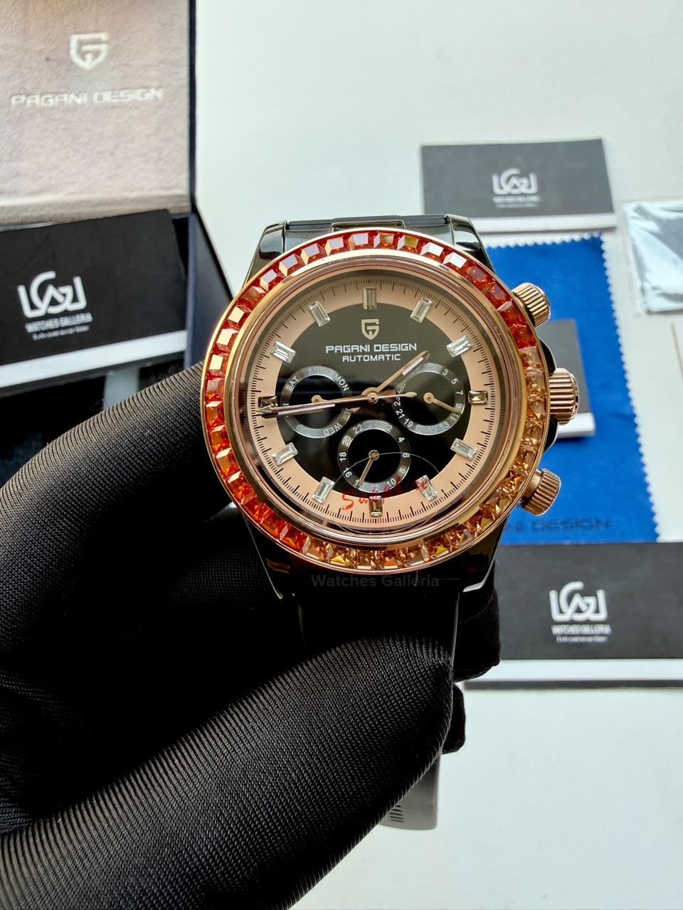 Pagani Design PD1732 Daytona Rainbow Silicon Edition in Pakistan – Luxury Automatic Men’s Watch with Rainbow Bezel, Sapphire Crystal & Exhibition Back