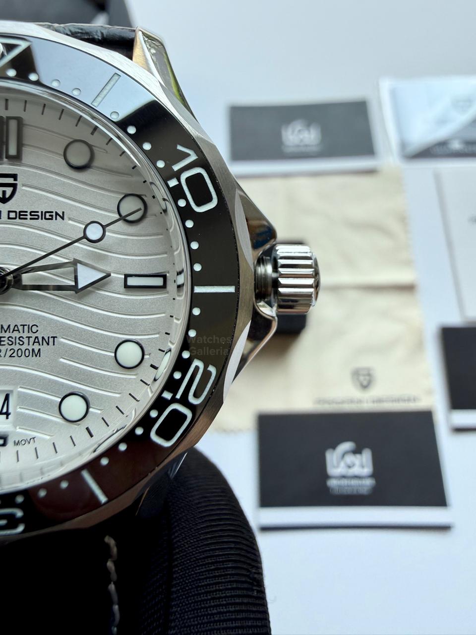 Pagani Design PD1685 Seamaster Diver White Automatic Watch – 200M Sapphire Crystal NH35A/Miyota Luxury Dive Watch in Pakistan | Watches Galleria