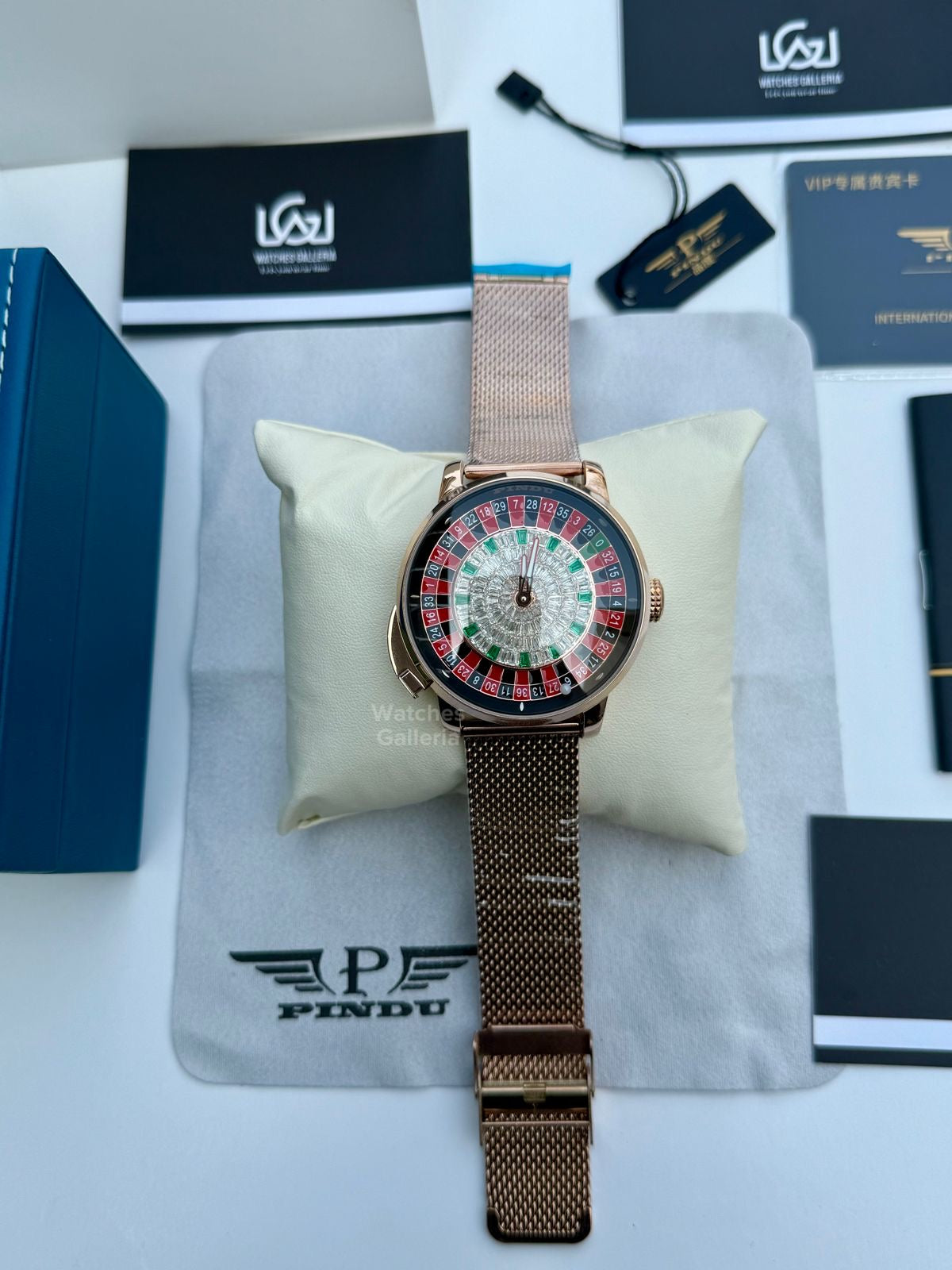 Pindu Design Casino Roulette Button Edition Automatic (Baguette Cut Diamonds) P6628 Watches Galleria