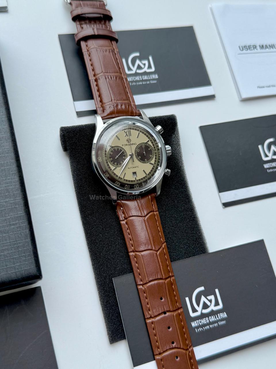 Forsining 147 Panda Automatic Watch Silver Black – Skeleton Dial, Complete Calendar, Luxury Mechanical Men’s Watch