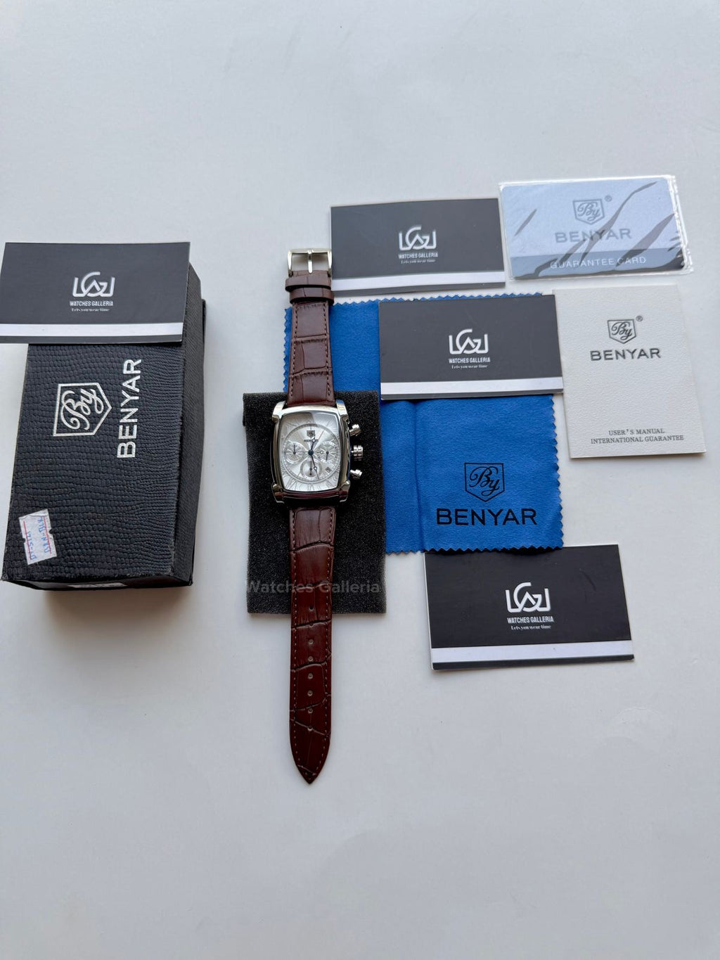 Benyar BY5113 Square Chronograph (Brown/Silver) Benyar Watch Pakistan