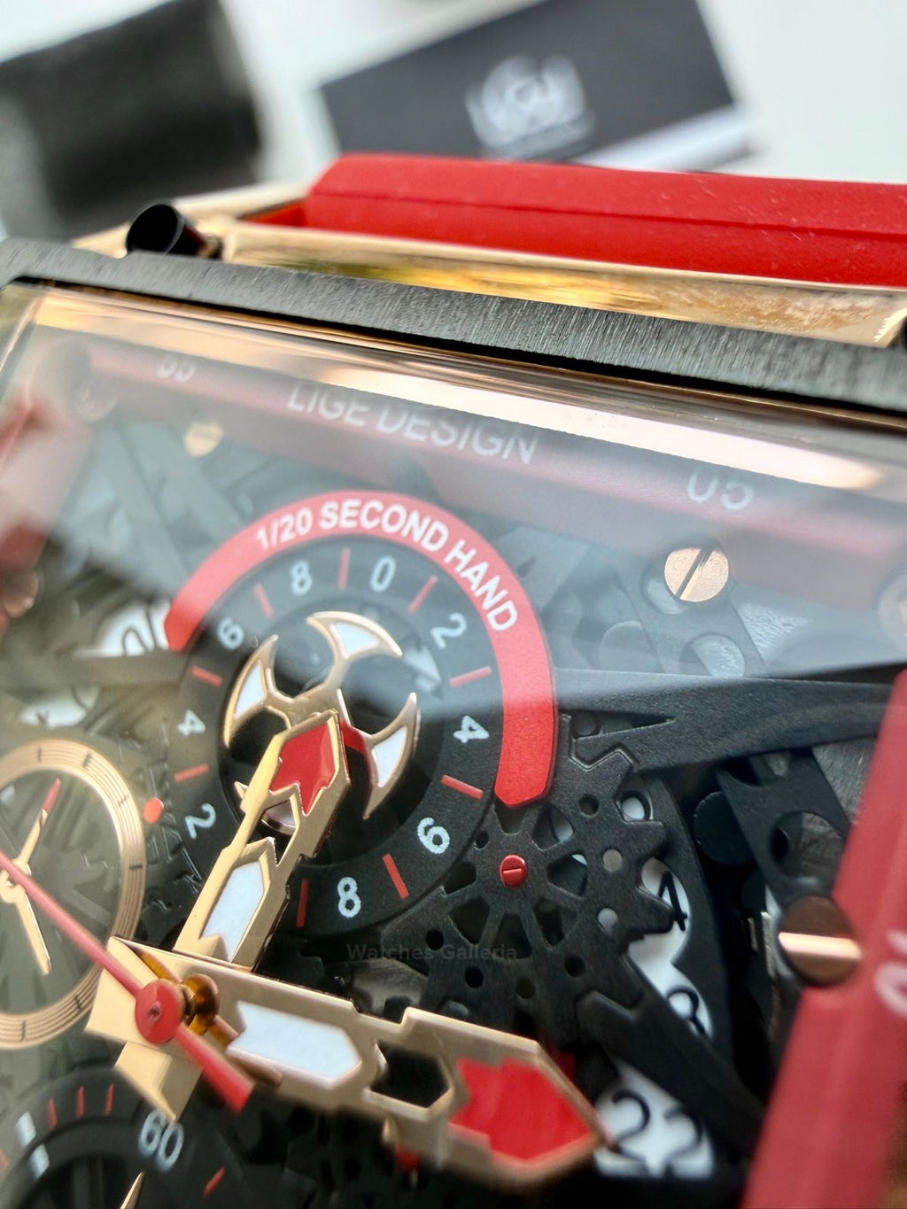 Lige Watch LG8935 Square Chronograph (Red) Lige Watch Pakistan