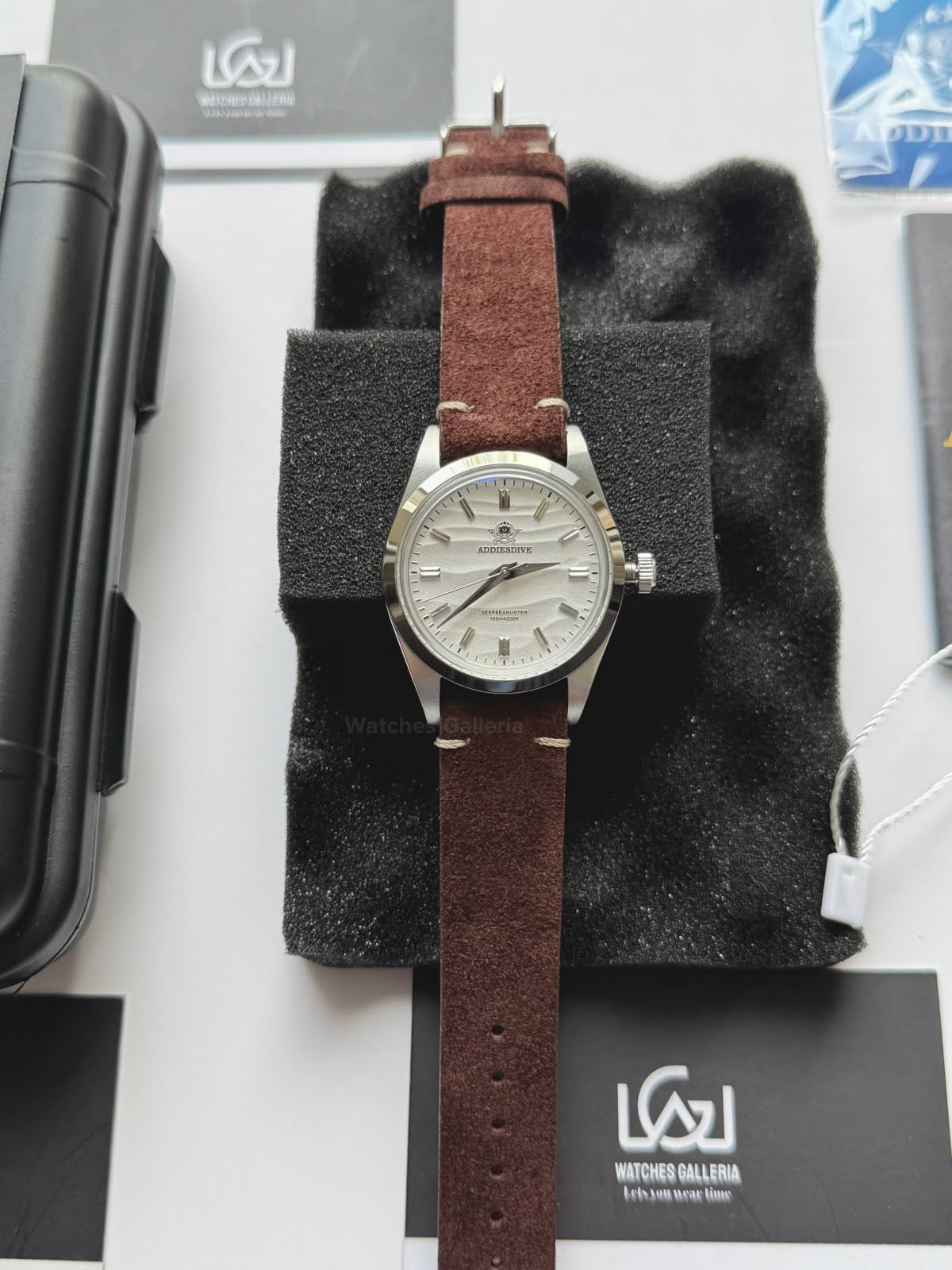 Addiesdive AD2030 Desert White Unisex Watch – 36mm Classic Desert Dial, Japan VH31 Quartz Movement, Blue Anti-Glare Mineral Glass & Genuine Suede Leather Strap