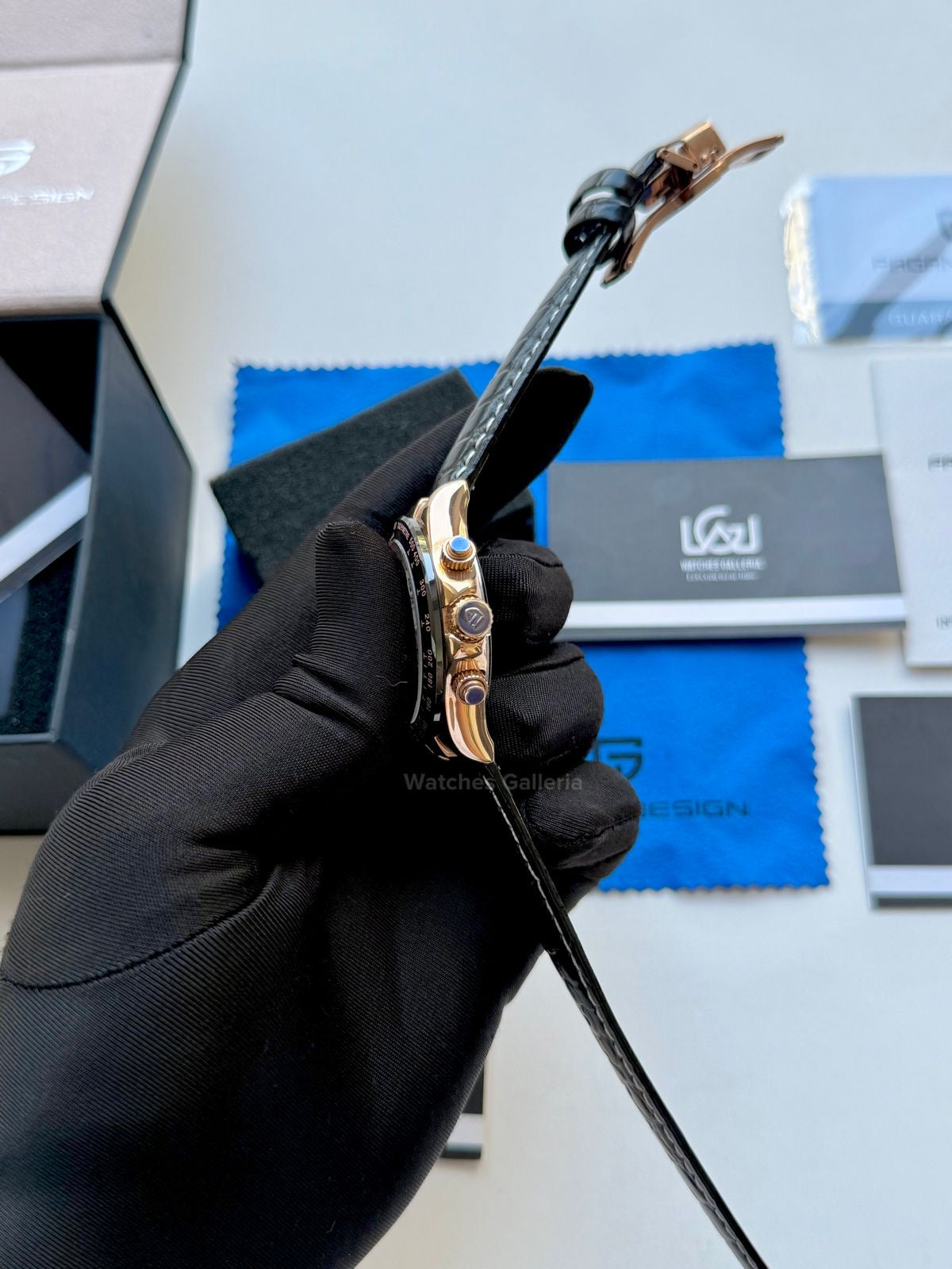 Pagani Design Daytona Quartz PD1664 Crocodile Leather Strap (Rose Gold Metorite) Pagani Design in Pakistan