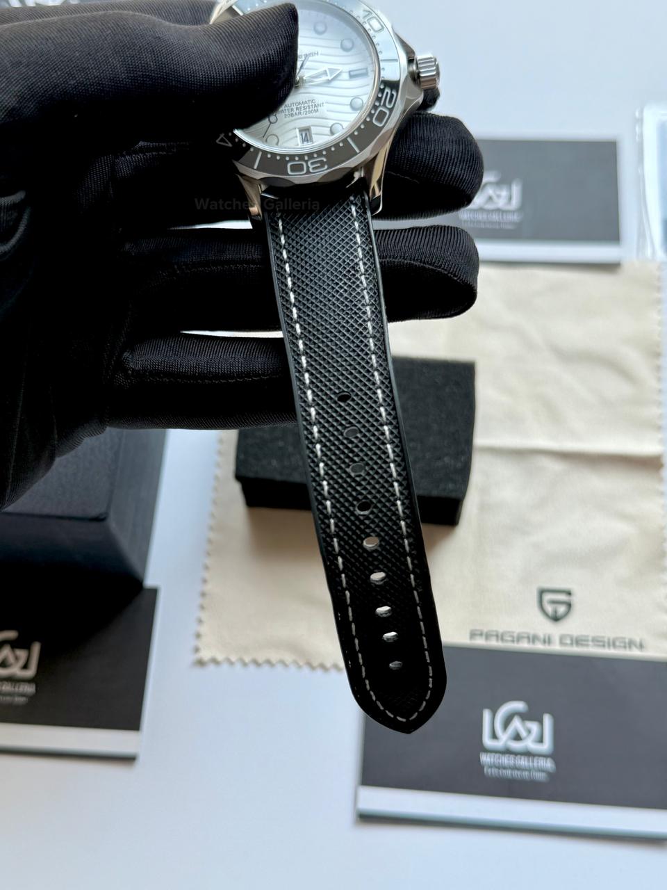 Pagani Design PD1685 Canvas Seamaster Diver White Automatic Watch – 200M Sapphire Crystal NH35A/Miyota Luxury Dive Watch in Pakistan | Watches Galleria