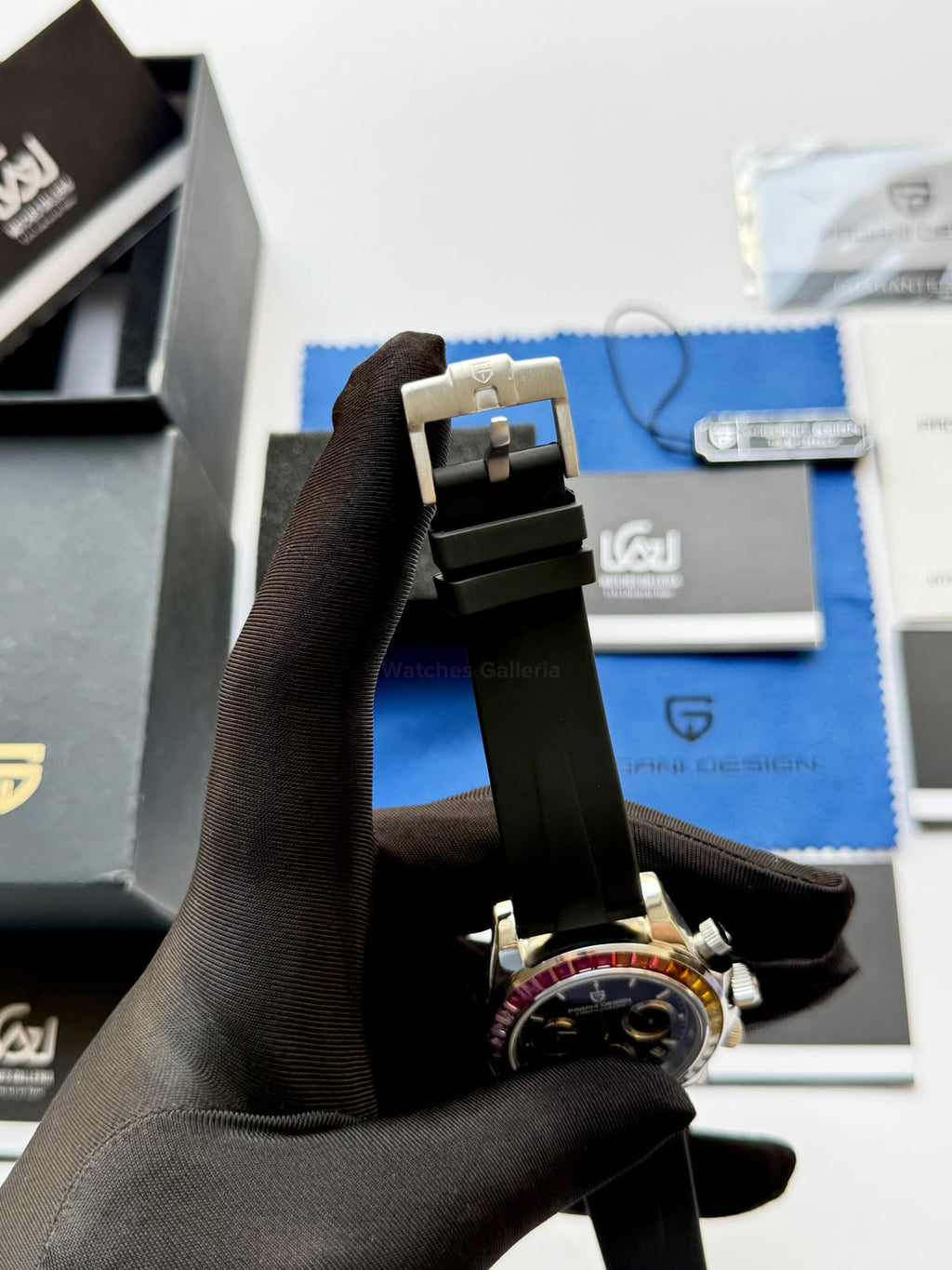 Pagani Design PD1644 Daytona Rainbow Jubilee Limited Edition Chronograph Watch PD1644LE | 40mm Sapphire Crystal, Seiko VK63 Quartz, Complete Calendar & Rainbow Stones Bezel