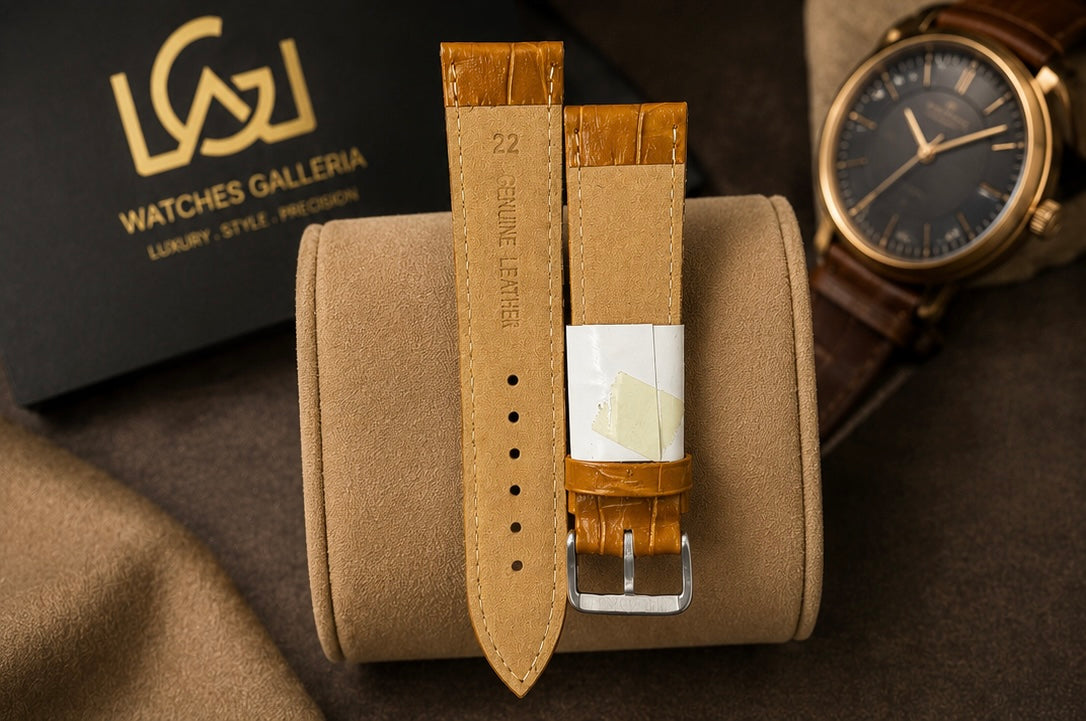 18mm | 20mm | 22mm Premium Leather Watch Strap – Elegant Mustard Color