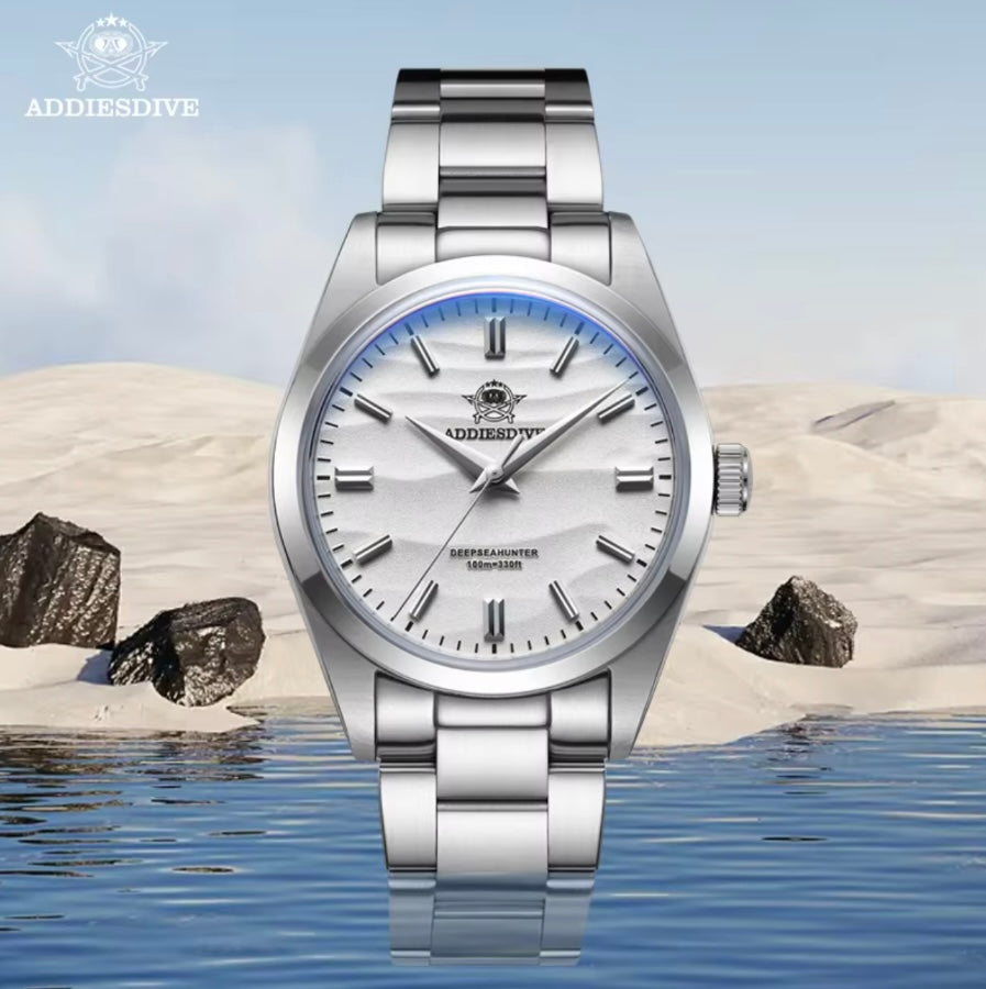 Addiesdive AD2030 Desert White Unisex Quartz Watch 36mm VH31 Japan Movement – 100M Water Resistant 316L Stainless Steel | 1 Year International Warranty