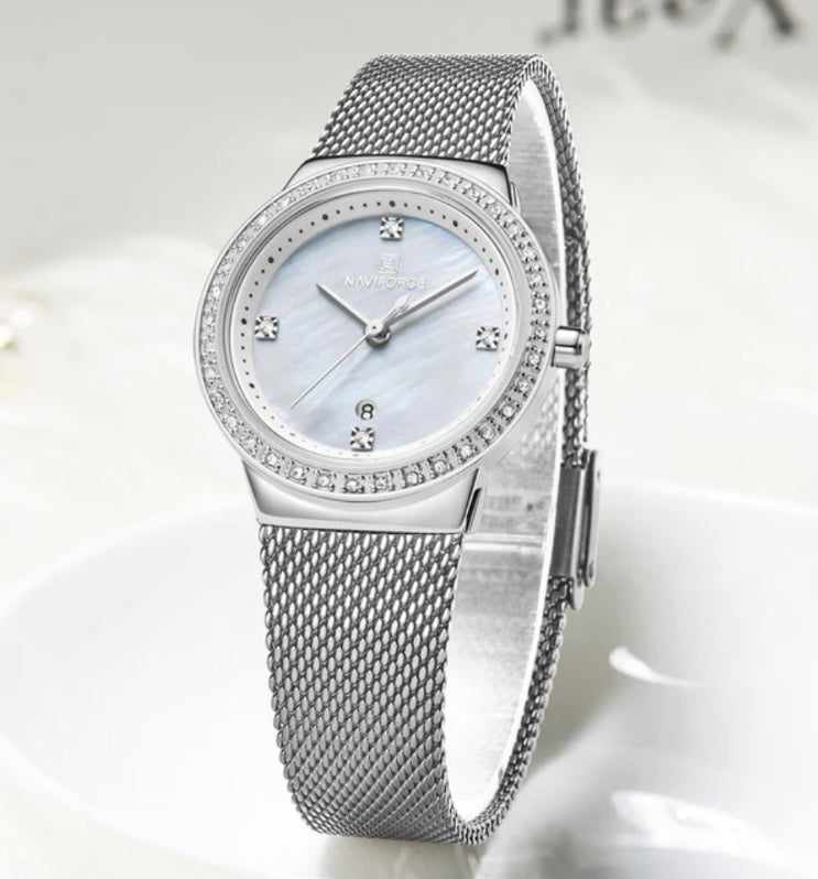 Naviforce NF5005 Women Watch Quartz (Silver) Naviforce Watch in Pakistan